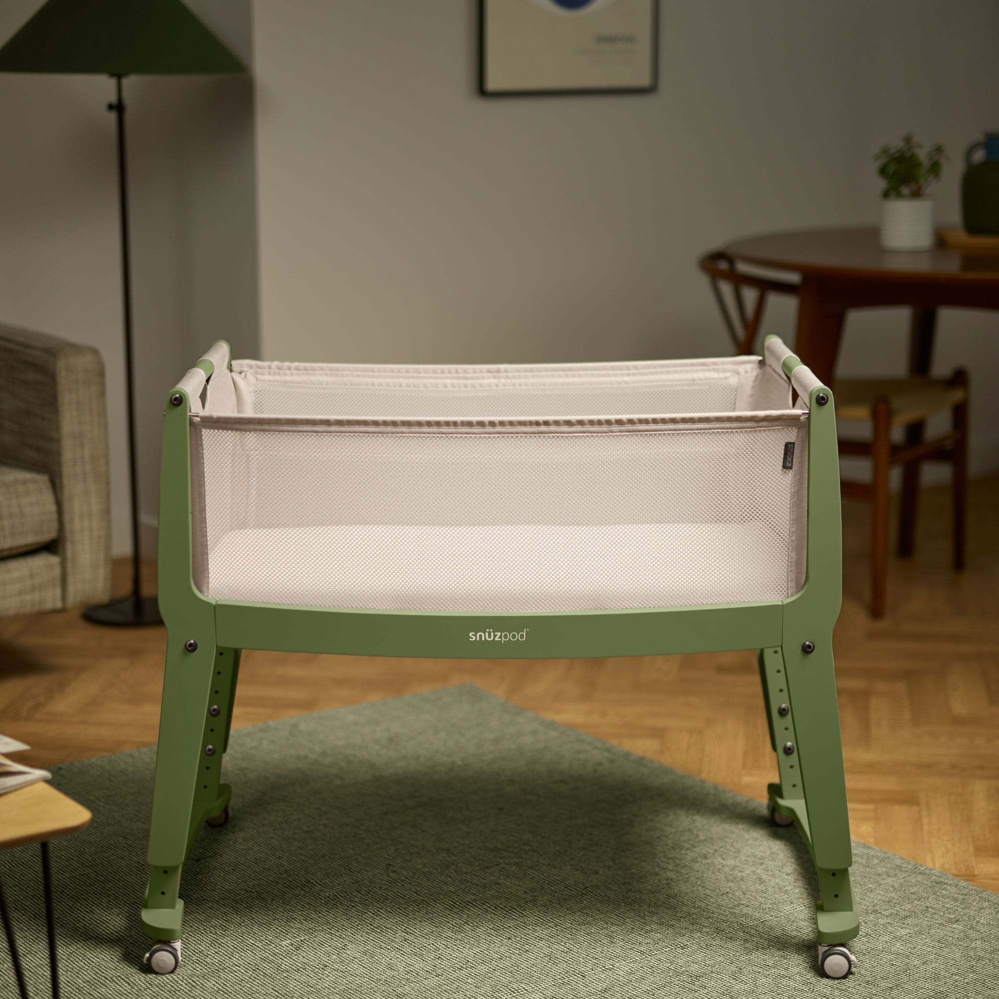 SnuzPod Studio Bedside Crib in Tokyo Matcha Cribs FN032J 5061061517598