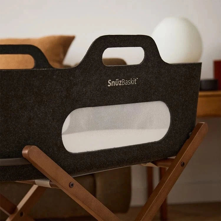 SnüzPod Baskit with Walnut Stand in Graphite Moses Baskets & Stands FSB001ED 5060730247378
