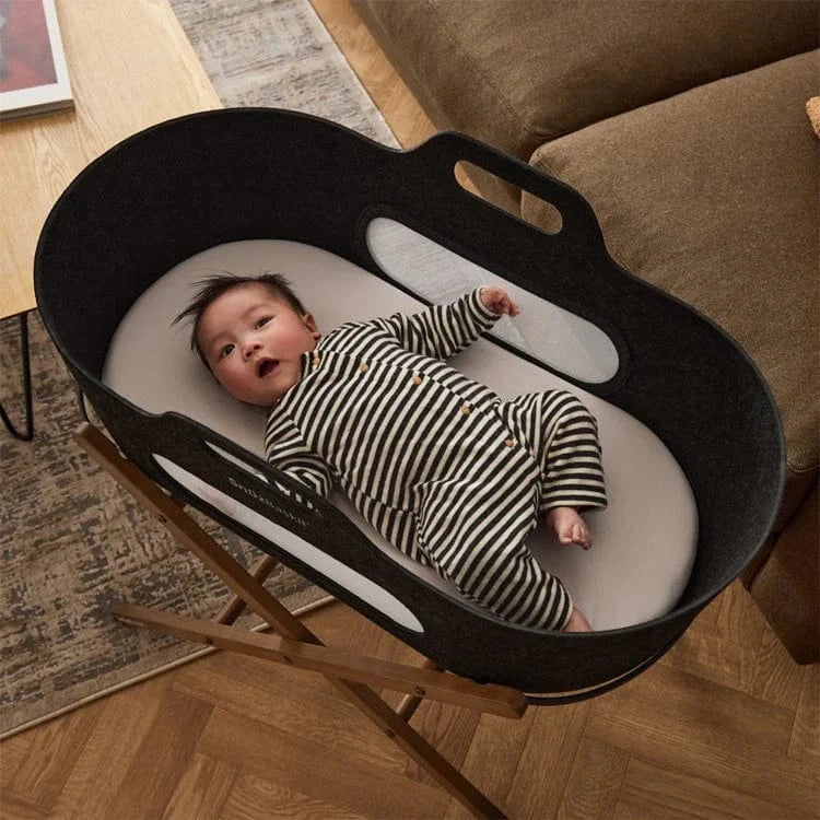 SnüzPod Baskit with Walnut Stand in Graphite Moses Baskets & Stands FSB001ED 5060730247378