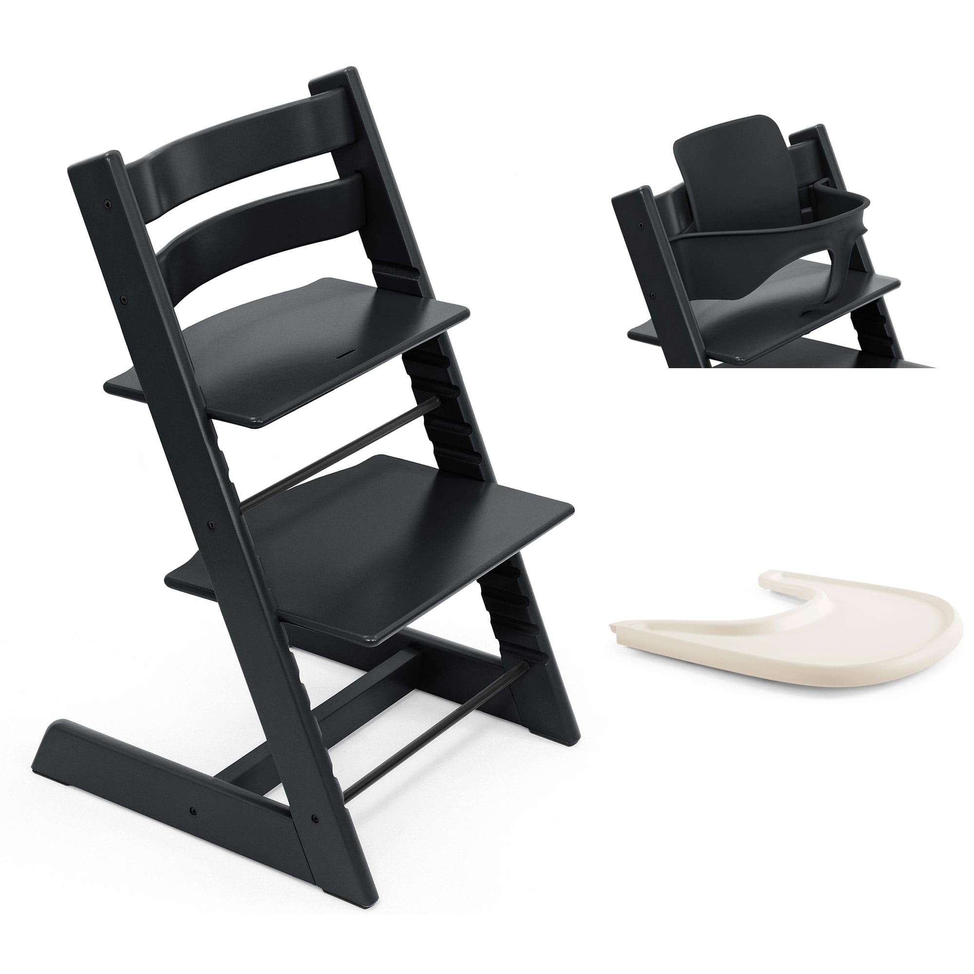 Stokke Tripp Trapp Highchair and Baby Set & Tray in Black Baby Highchairs 21253-CHR-BBY-TRY-BL-1 7040351001038