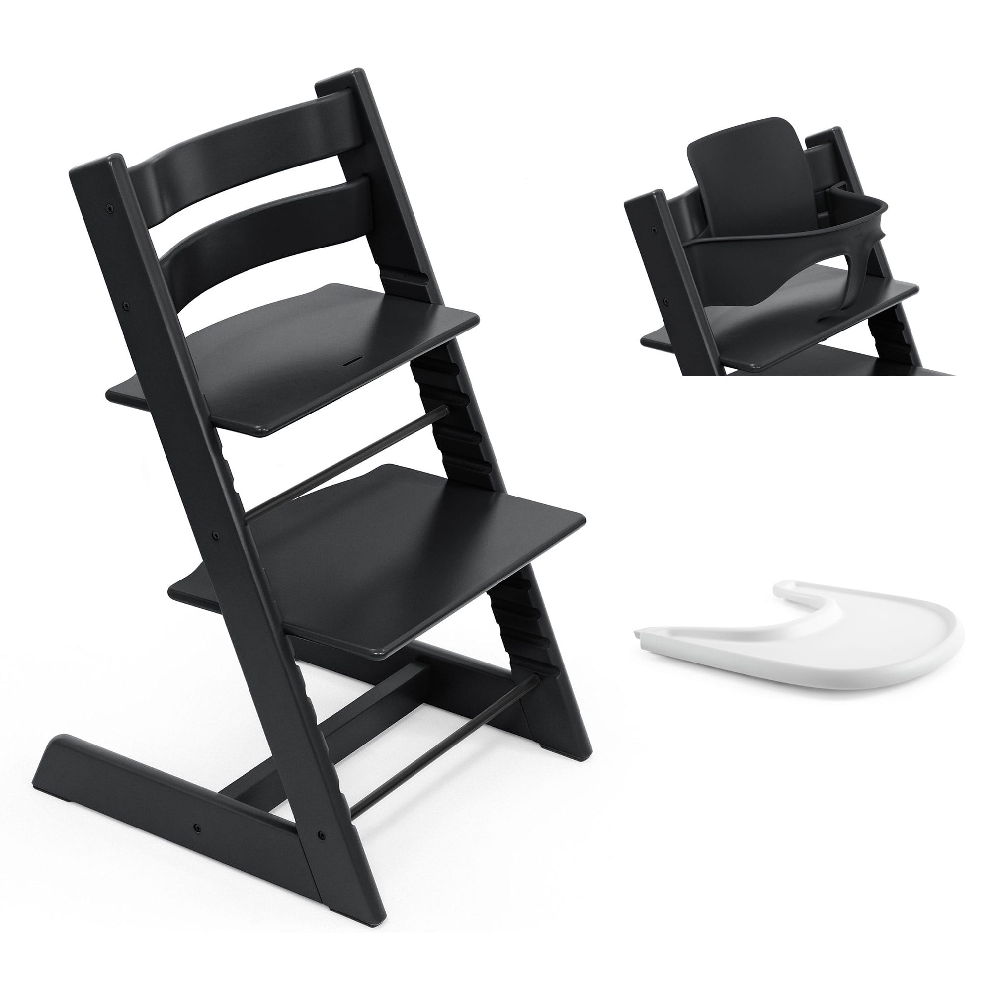 Stokke Tripp Trapp Highchair and Baby Set & Tray in Black Baby Highchairs 21253-CHR-BBY-TRY-BL 7040351001038