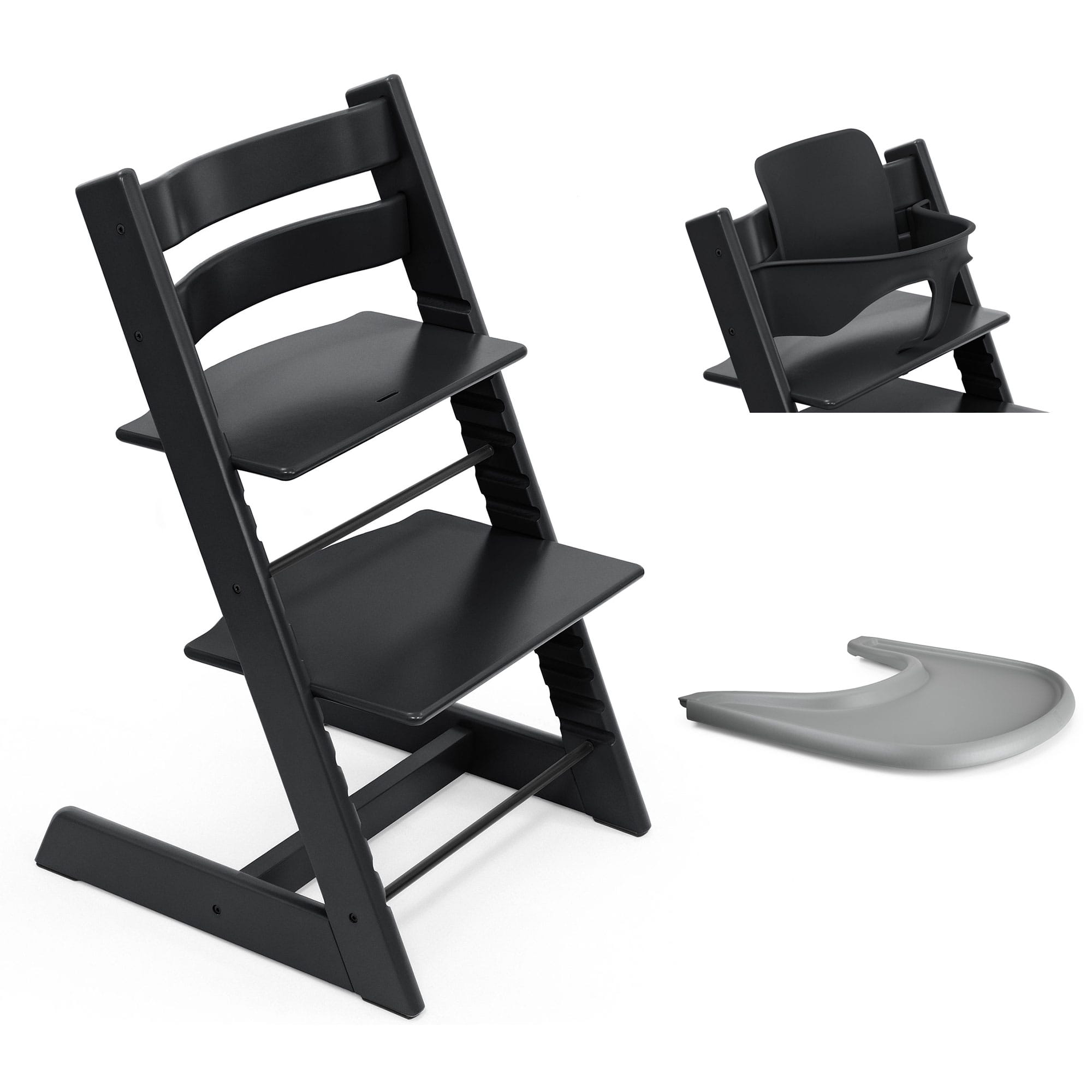 Stokke Tripp Trapp Highchair and Baby Set & Tray in Black Baby Highchairs 21253-CHR-BBY-TRY-BL-3 7040351001038