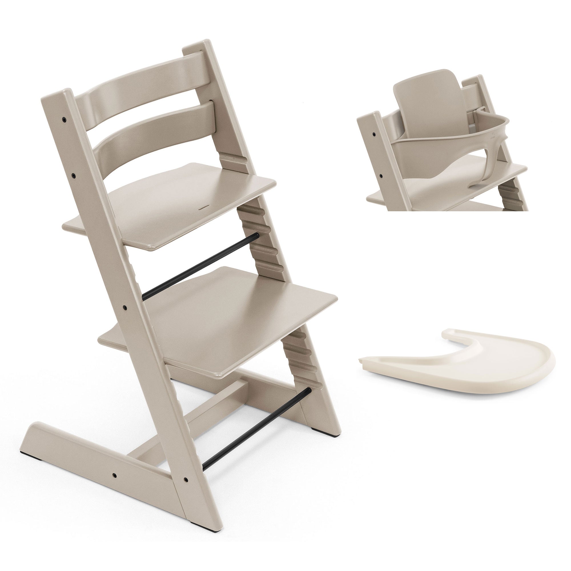 Stokke Tripp Trapp Highchair and Baby Set & Tray in Cashmere Grey Baby Highchairs 100147-BBY-TRY-2 7040351001472