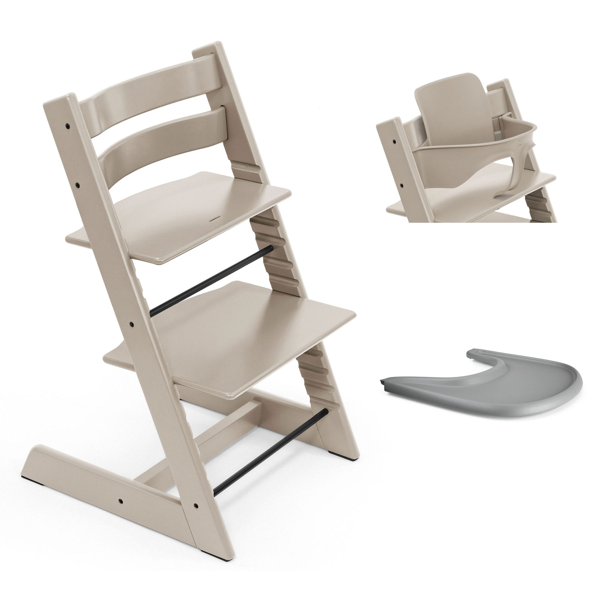 Stokke Tripp Trapp Highchair and Baby Set & Tray in Cashmere Grey Baby Highchairs 100147-BBY-TRY-3 7040351001472