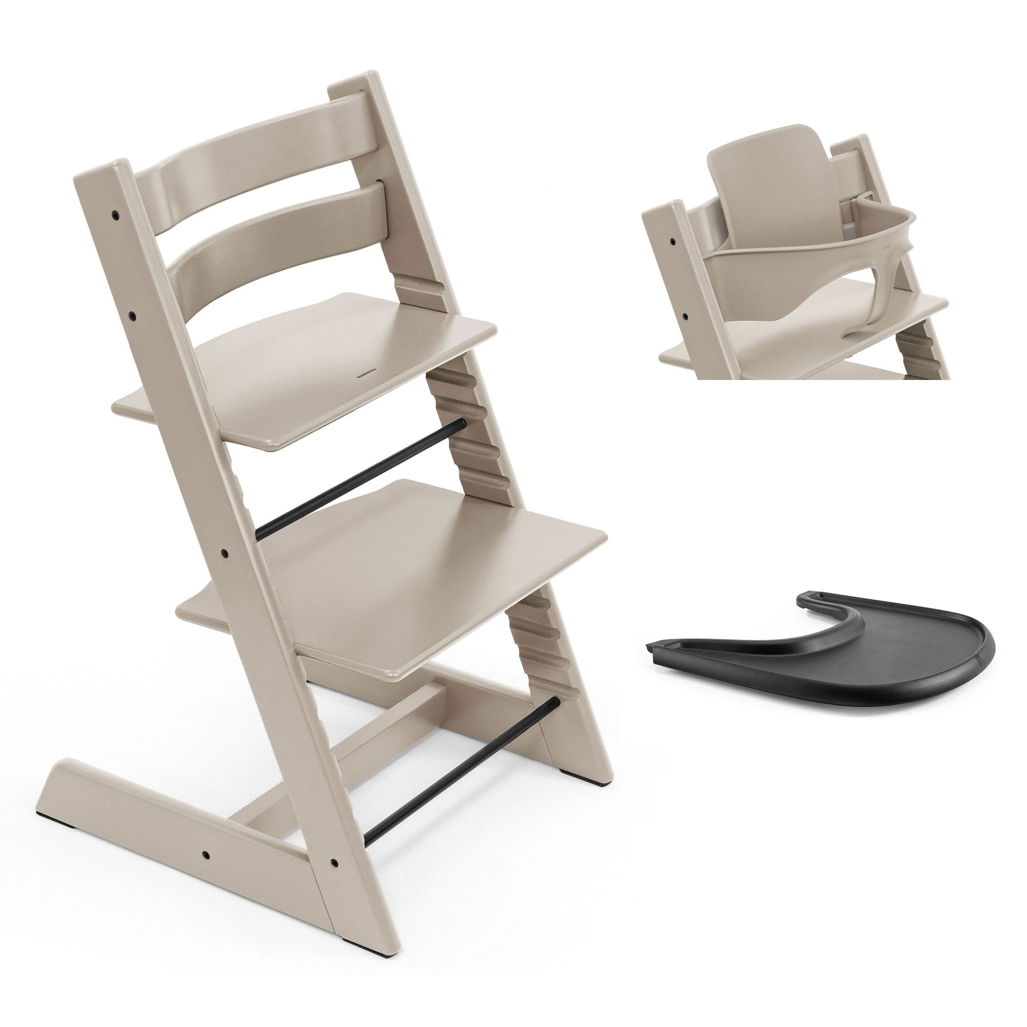 Stokke Tripp Trapp Highchair and Baby Set & Tray in Cashmere Grey Baby Highchairs 100147-BBY-TRY-4 7040351001472