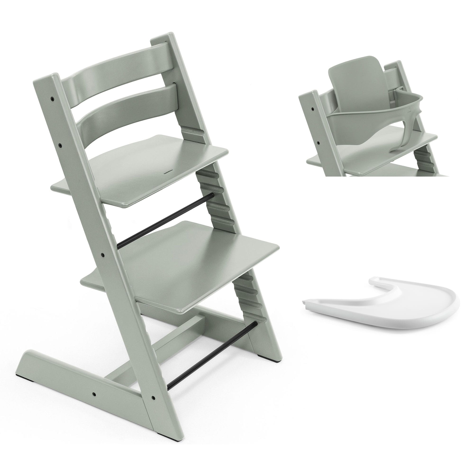 Stokke Tripp Trapp Highchair and Baby Set & Tray in Glacier Green Baby Highchairs 21253-CHR-BBY-TRY-GG 7040351001397