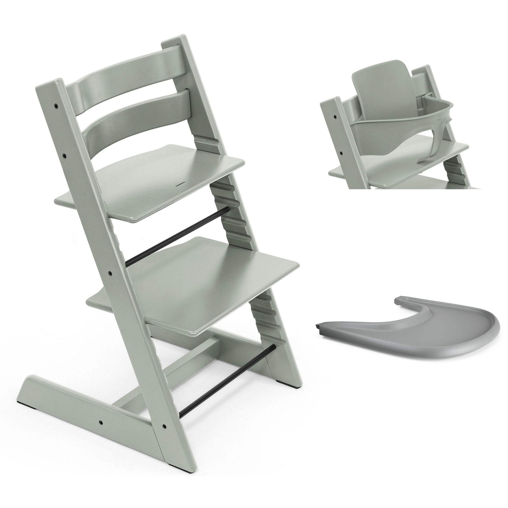 Stokke Tripp Trapp Highchair and Baby Set & Tray in Glacier Green Baby Highchairs 21253-CHR-BBY-TRY-GG-3 7040351001397