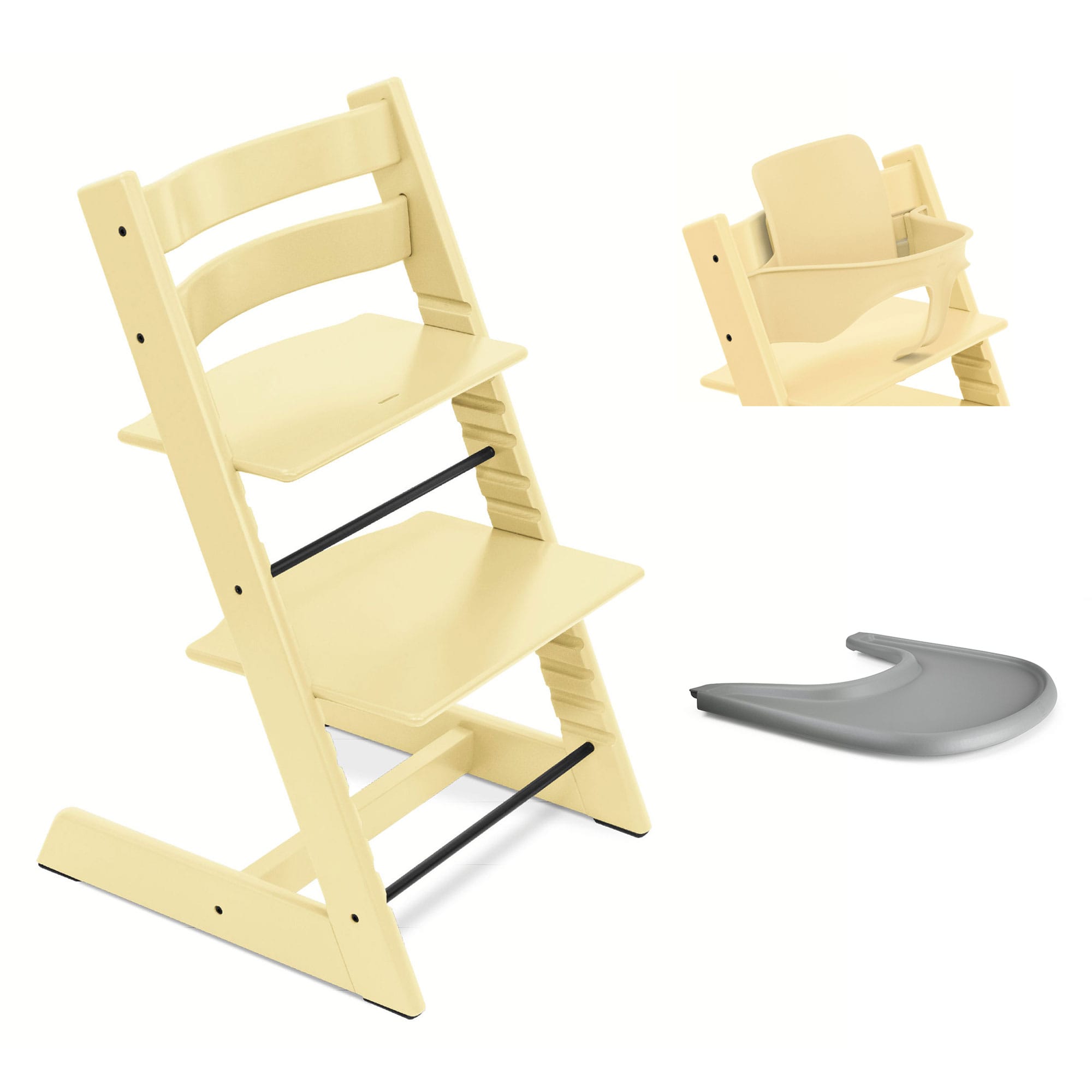 Stokke Tripp Trapp Highchair and Baby Set & Tray in Lemon Yellow Baby Highchairs 100148-BBY-TRY-3 7040351001489
