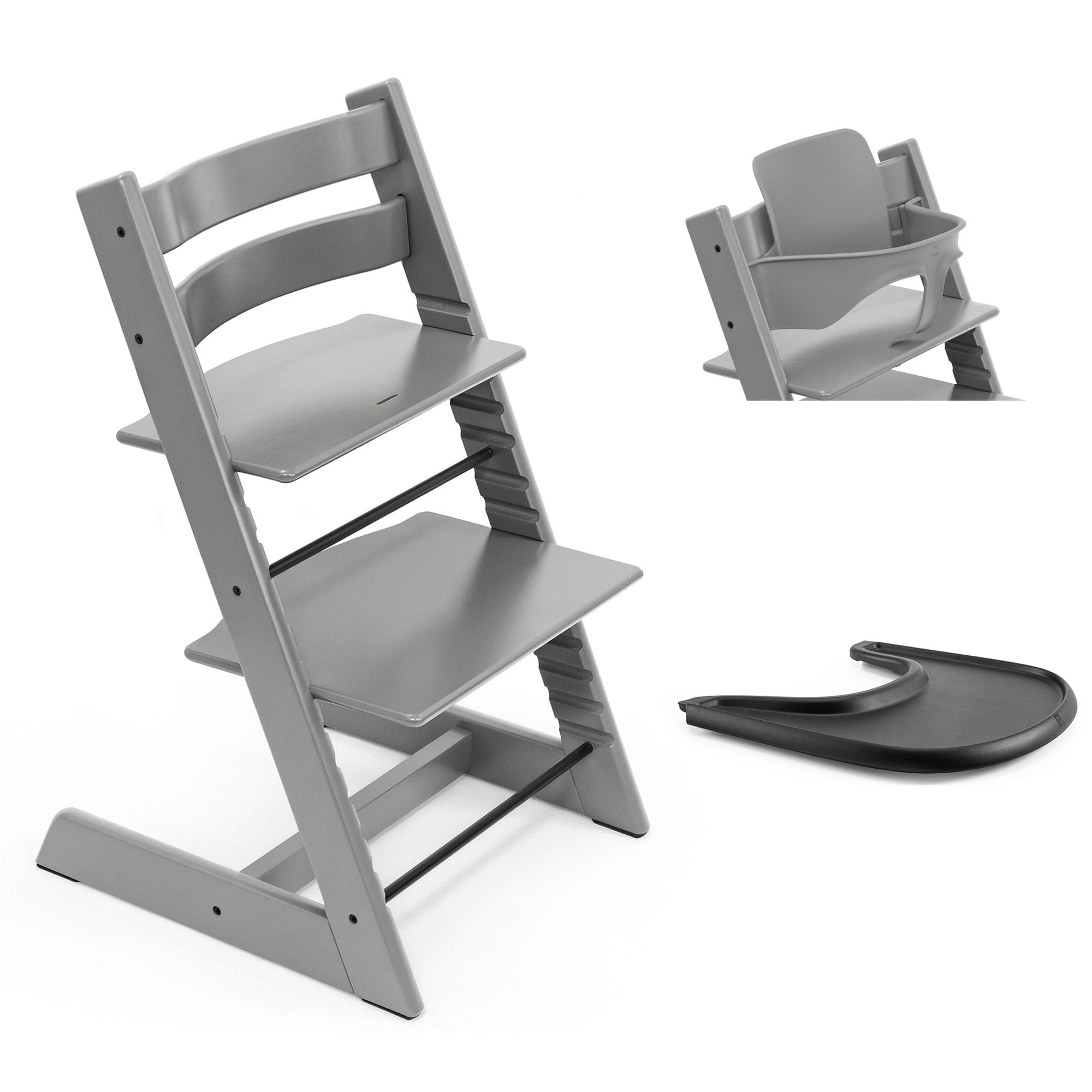 Stokke Tripp Trapp Highchair and Baby Set & Tray in Storm Grey Baby Highchairs 21253-CHR-BBY-TRY-SG-2 7040351001250