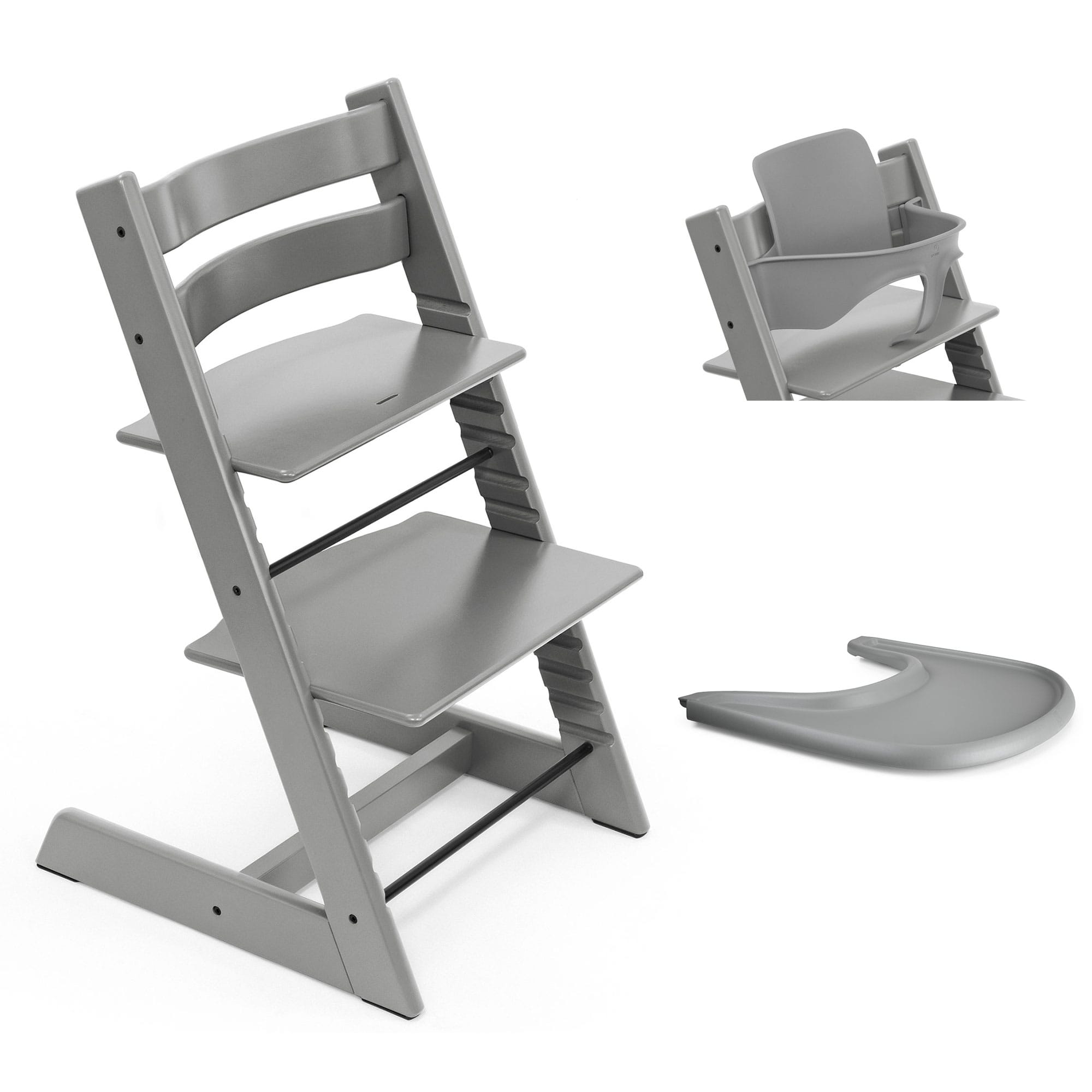 Stokke Tripp Trapp Highchair and Baby Set & Tray in Storm Grey Baby Highchairs 21253-CHR-BBY-TRY-SG-3 7040351001250