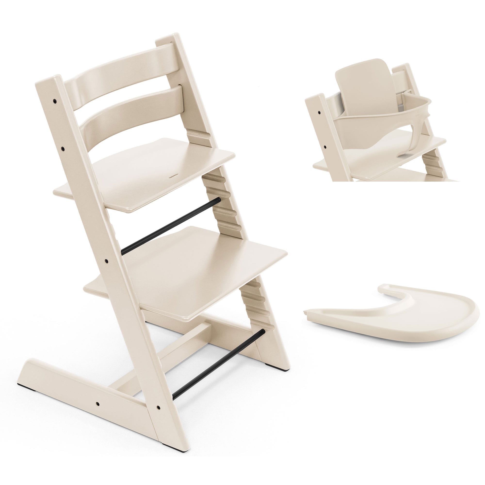 Stokke Tripp Trapp Highchair and Baby Set & Tray in Vanilla White Baby Highchairs 21253-CHR-BBY-TRY-VW-1 7040351001427
