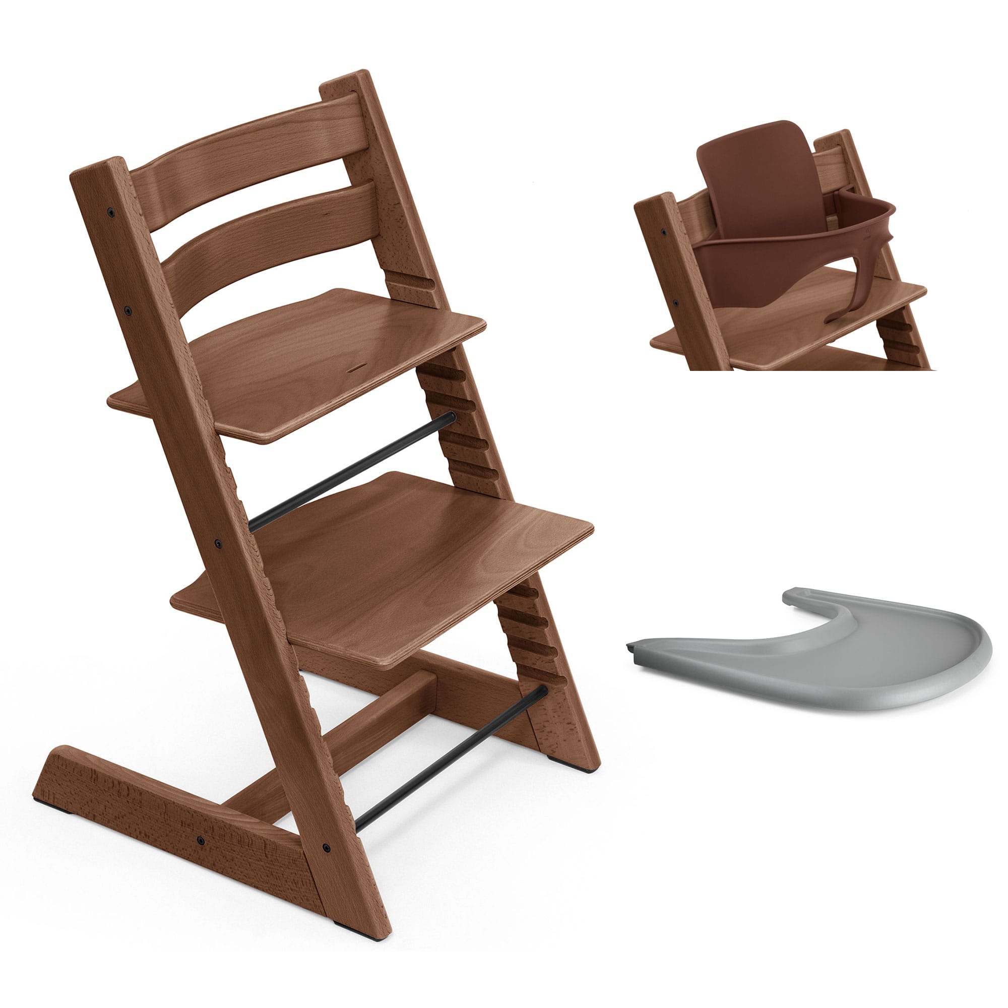 Stokke Tripp Trapp Highchair and Baby Set & Tray in Warm Brown Baby Highchairs 21253-CHR-BBY-TRY-WB-3 7040351001434