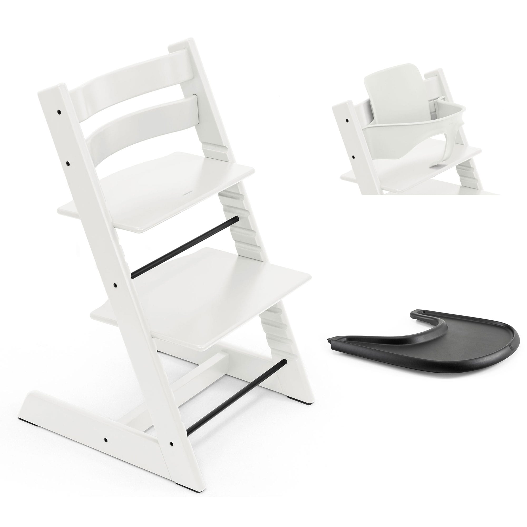 Stokke Tripp Trapp Highchair and Baby Set & Tray in White Baby Highchairs 21253-CHR-BBY-TRY-WH-2 7040351001076