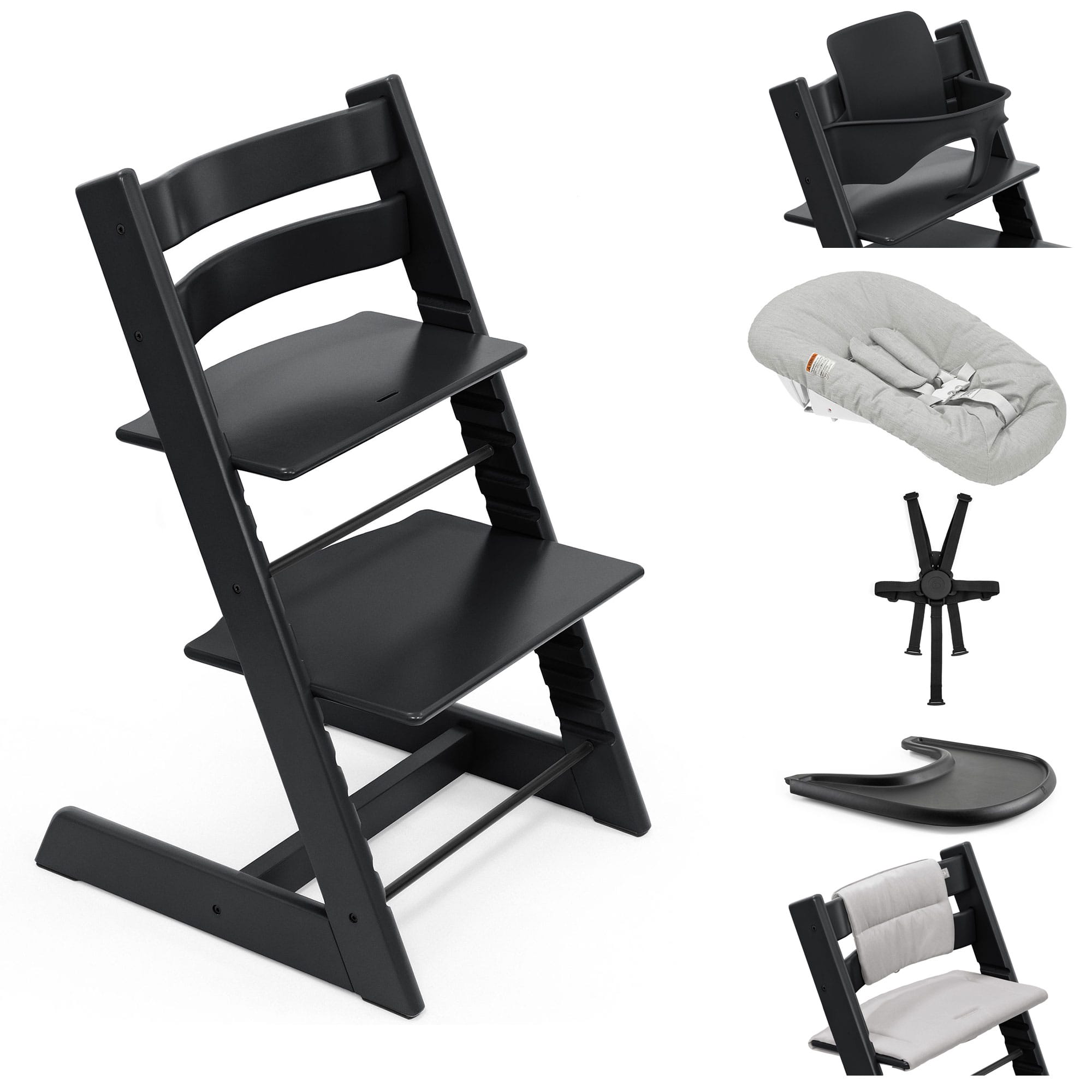 Stokke Tripp Trapp Highchair Complete Bundle in Black Baby Highchairs 21308-CMPL-BL 7040351001038