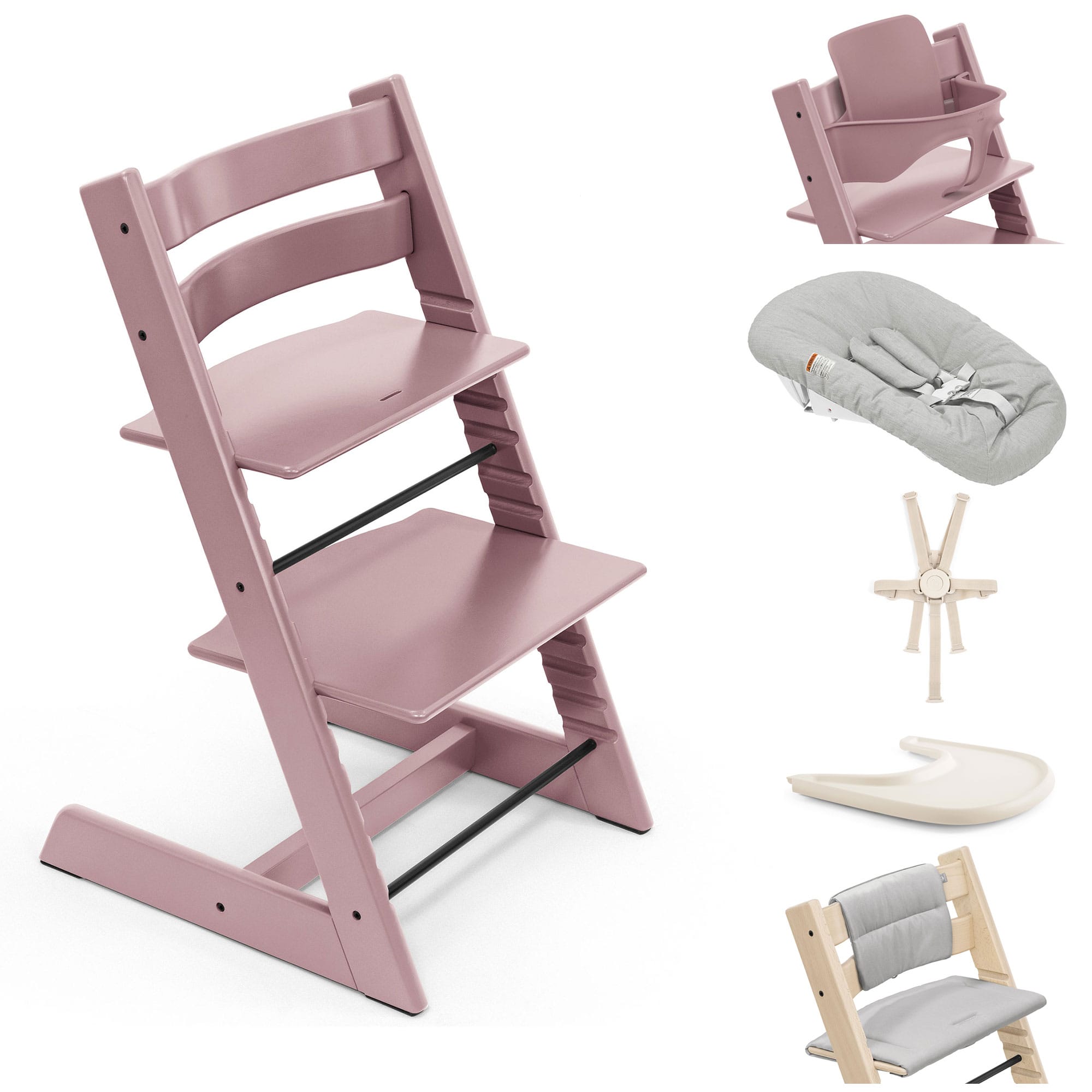 Stokke Tripp Trapp Highchair Complete Bundle in Heather Mauve Baby Highchairs 21308-CMPL-HM 7040351001410