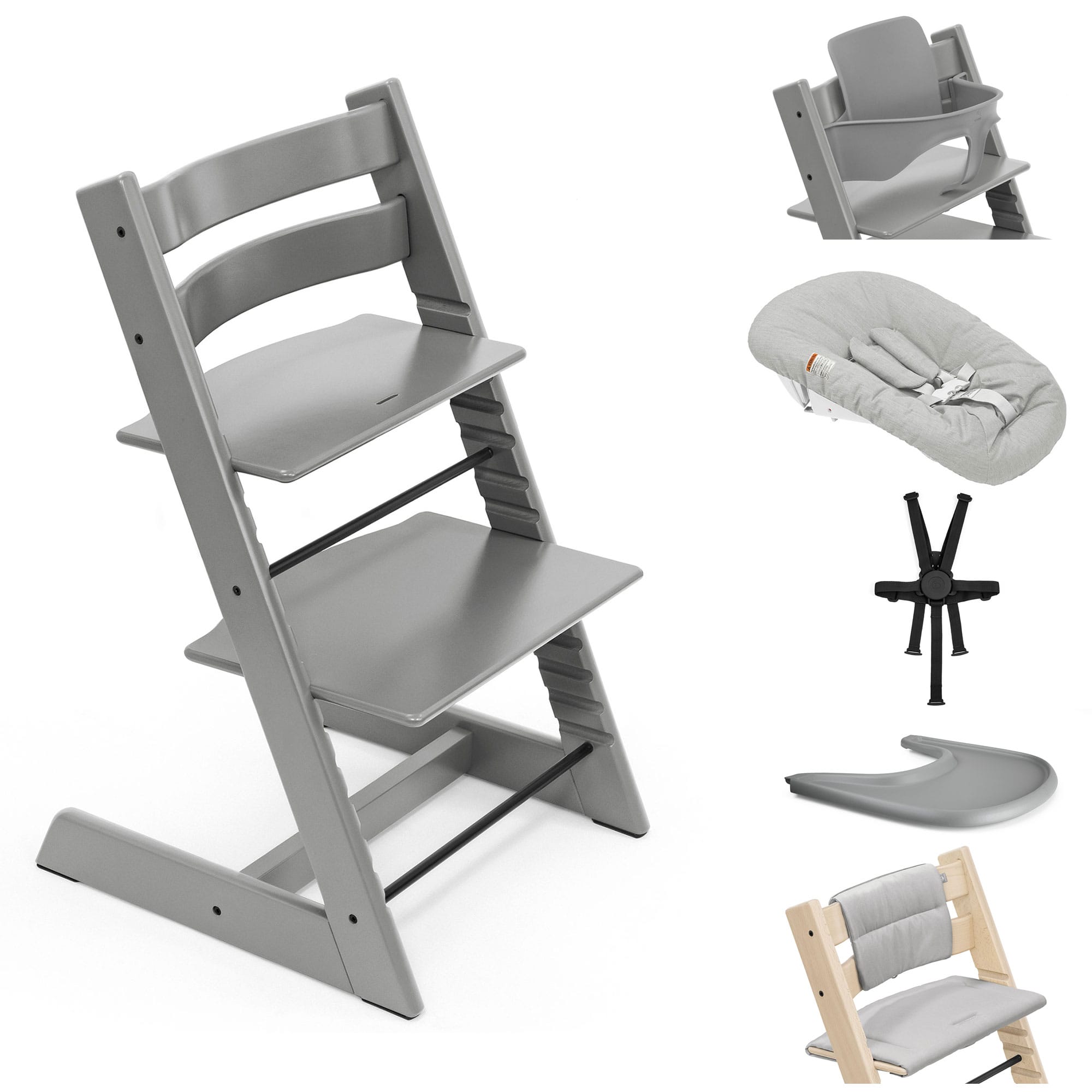 Stokke Tripp Trapp Highchair Complete Bundle in Storm Grey Baby Highchairs 21308-CMPL-SG 7040351001250