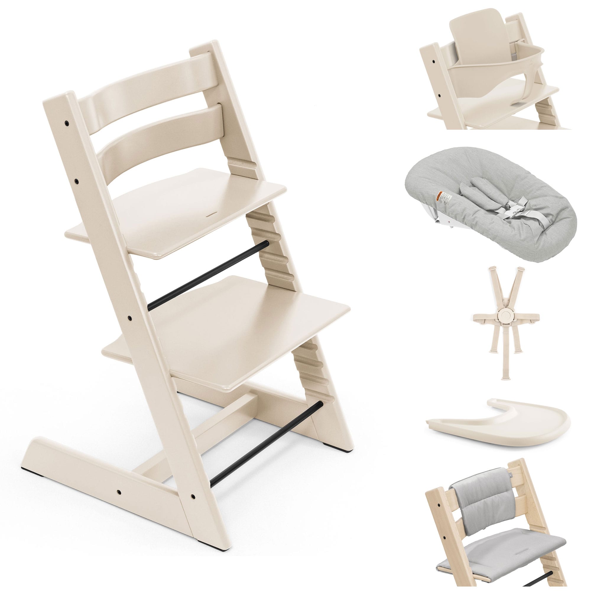 Stokke Tripp Trapp Highchair Complete Bundle in Vanilla White Baby Highchairs 21308-CMPL-VW 7040351001427