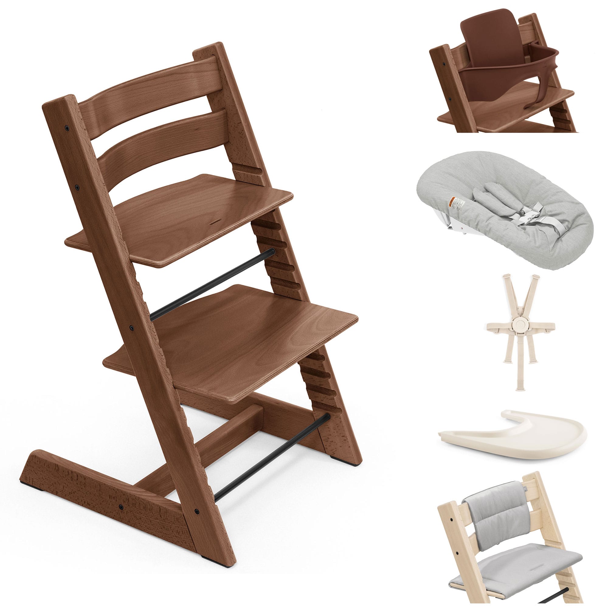 Stokke Tripp Trapp Highchair Complete Bundle in Warm Brown Baby Highchairs 21308-CMPL-WB 7040351001434