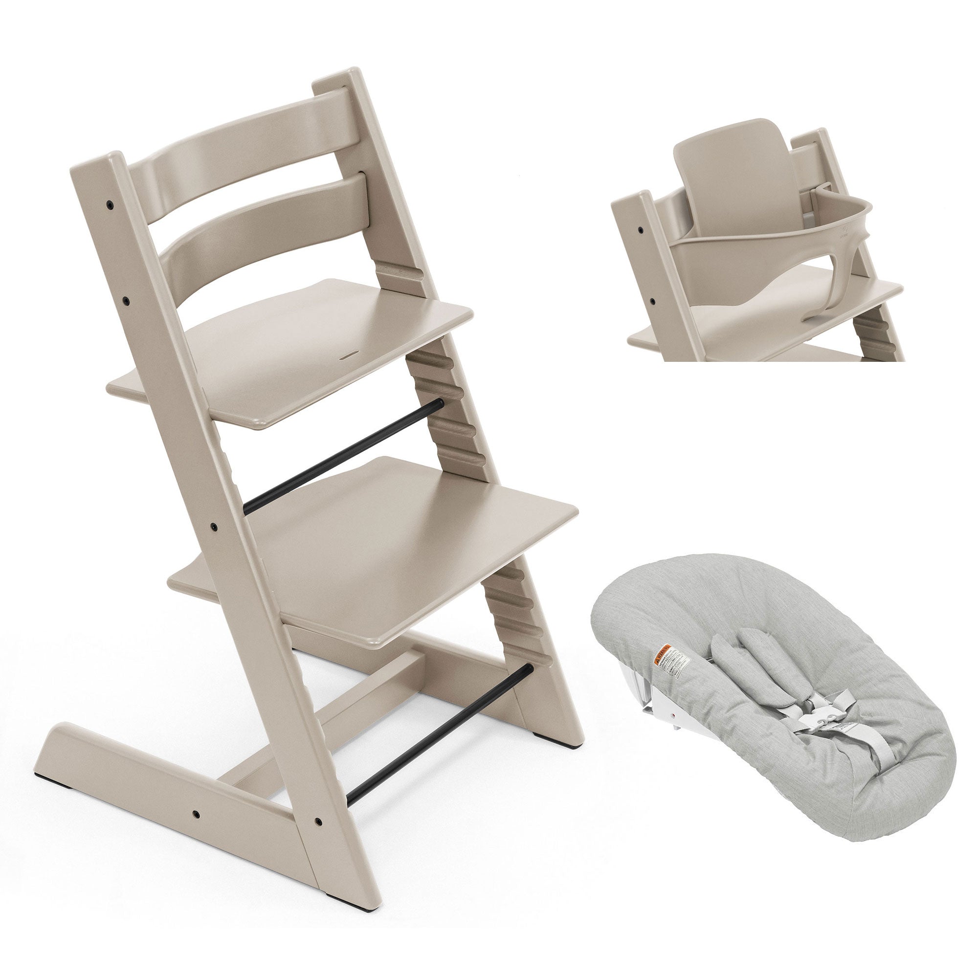 Stokke Tripp Trapp Highchair Newborn & Baby Set Bundle in Cashmere Grey Baby Highchairs 100147-4 7040351001472