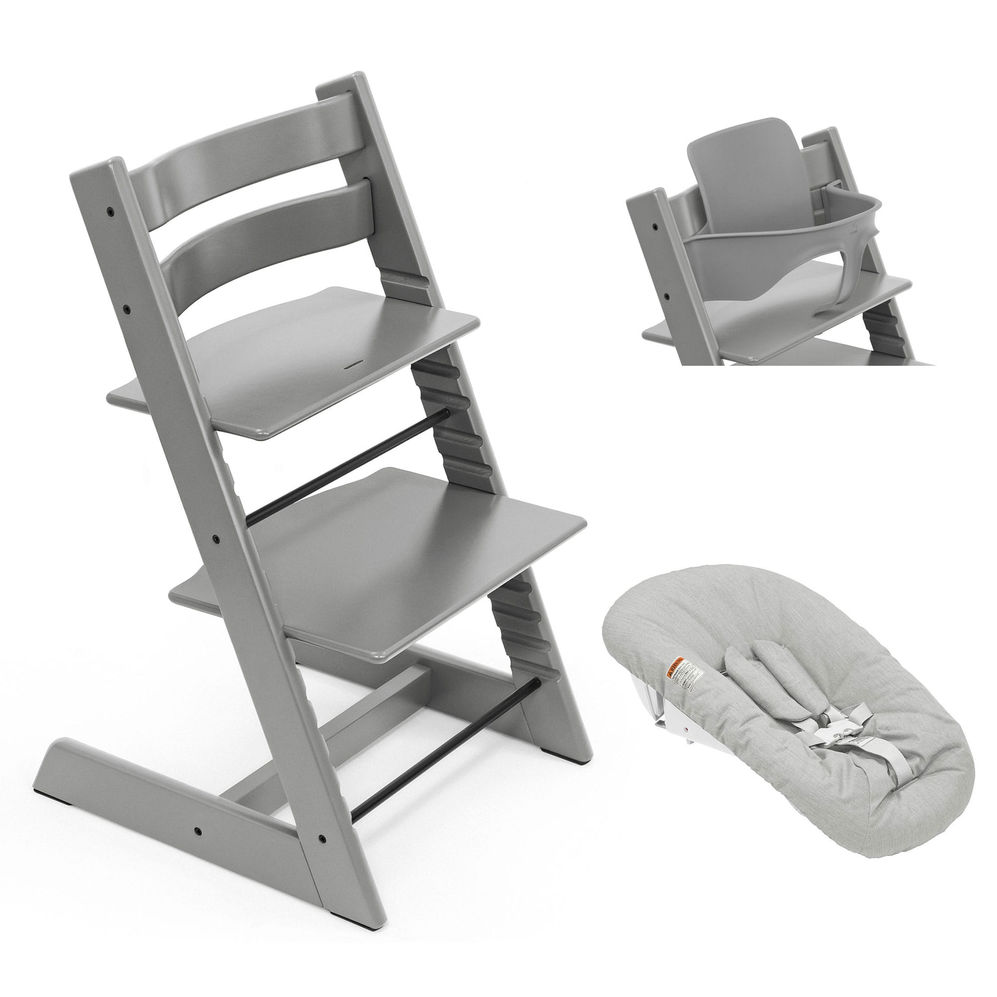 Stokke Tripp Trapp Highchair Newborn & Baby Set Bundle in Storm Grey Baby Highchairs 21168-CHR-NBN-BBY-SG 7040351001250