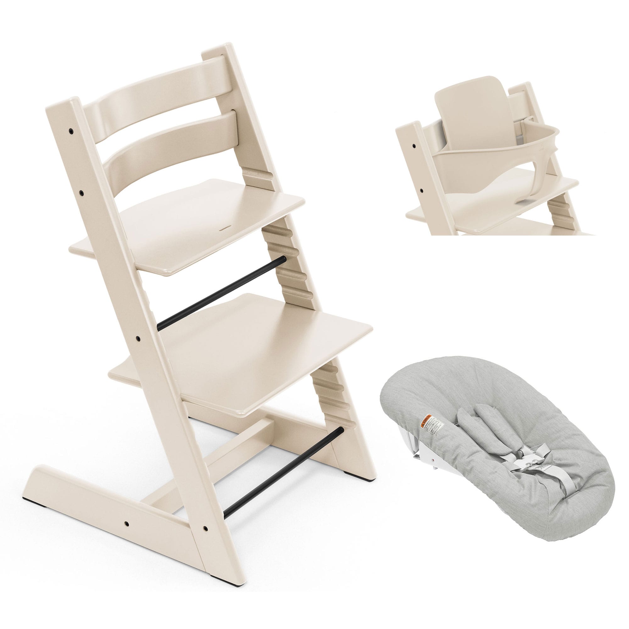 Stokke Tripp Trapp Highchair Newborn & Baby Set Bundle in Vanilla White Baby Highchairs 21168-CHR-NBN-BBY-VW 7040351001427