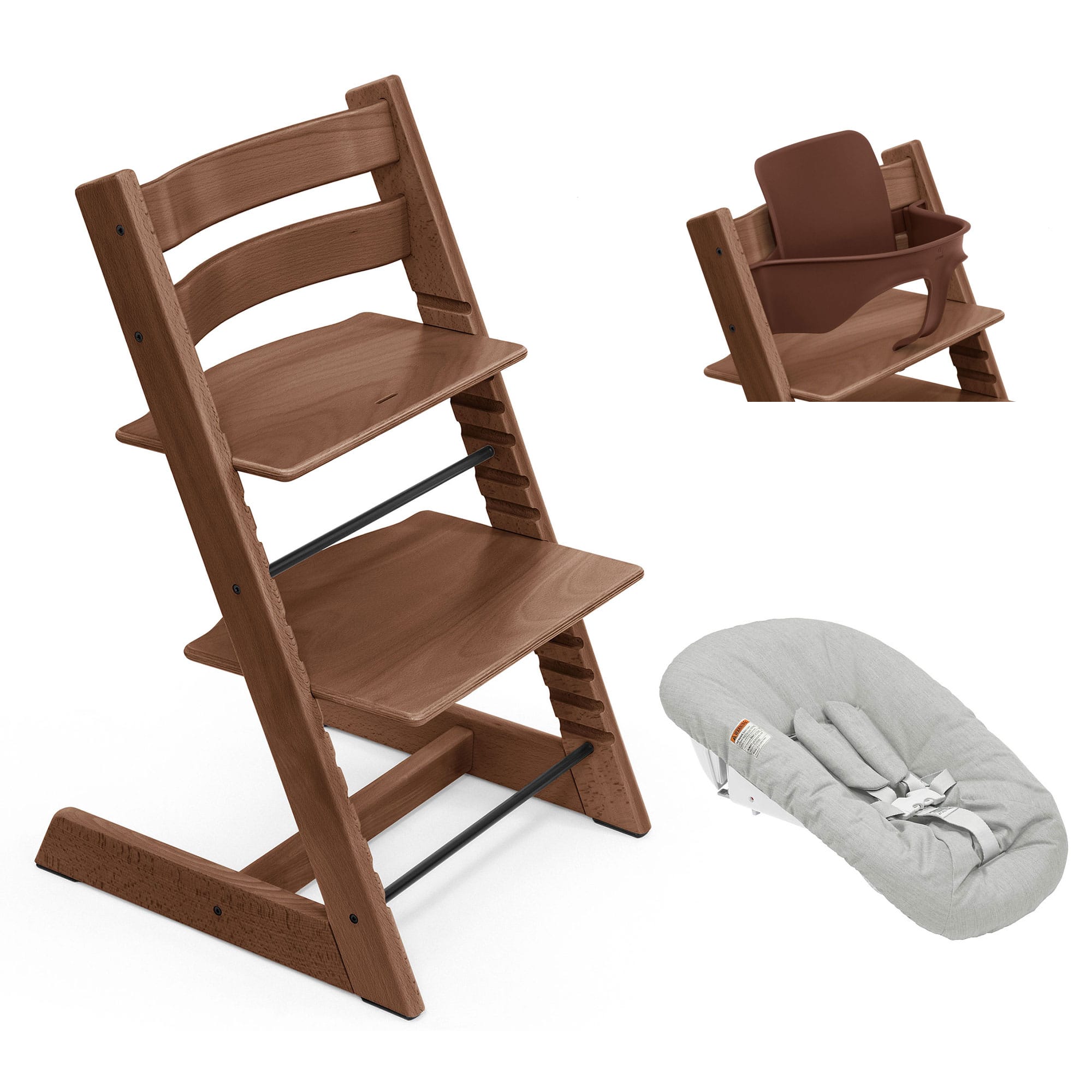 Stokke Tripp Trapp Highchair Newborn & Baby Set Bundle in Warm Brown Baby Highchairs 21168-CHR-NBN-BBY-WB 7040351001434