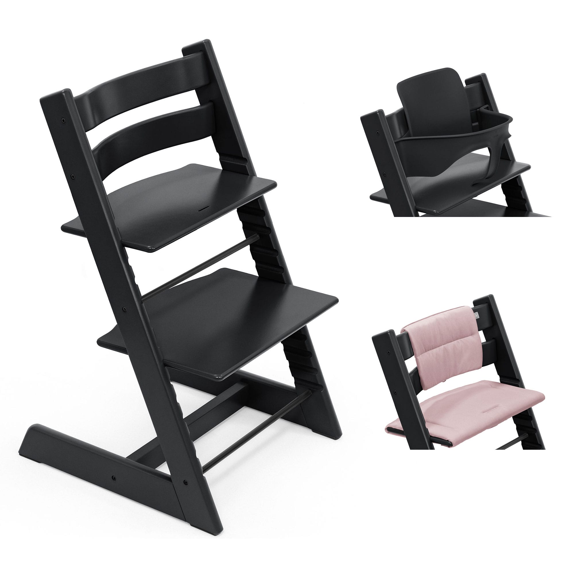 Stokke Tripp Trapp Highchair with Cushion & Baby Set in Black Baby Highchairs 21204-CHR-CUS-BBY-BL-2 7040351001038
