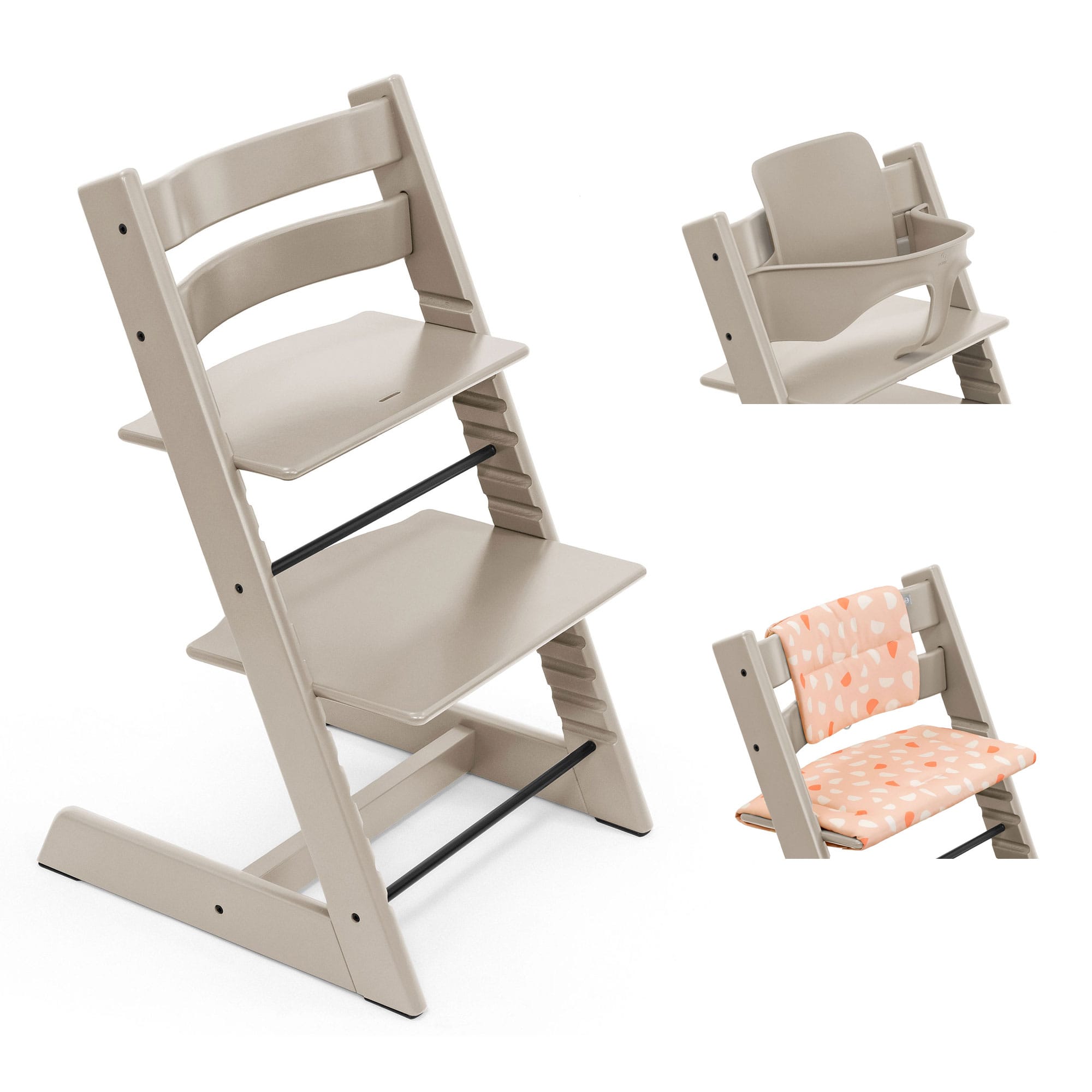 Stokke Tripp Trapp Highchair with Cushion & Baby Set in Cashmere Grey Baby Highchairs 100147-CUS-BBY-3 7040351001472