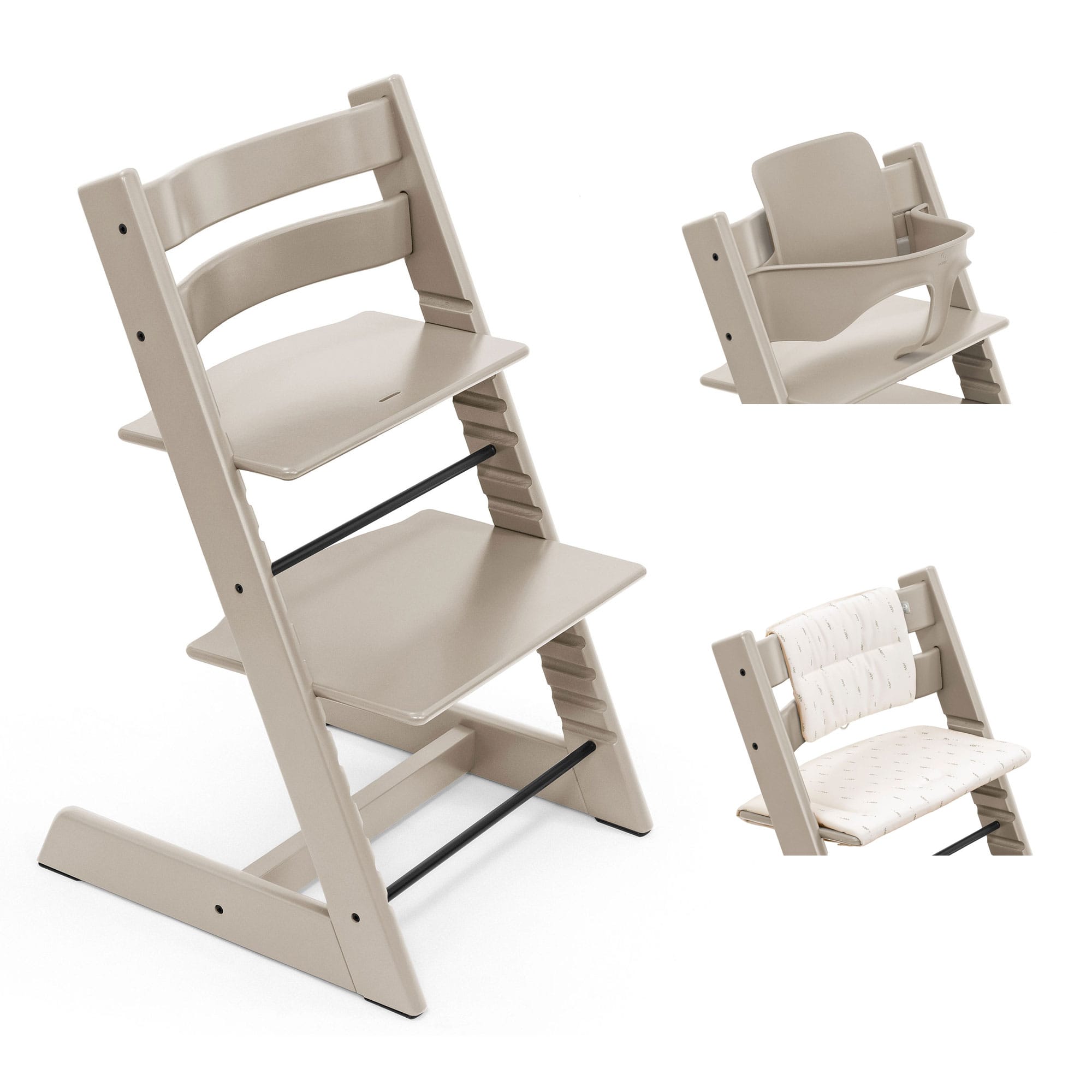 Stokke Tripp Trapp Highchair with Cushion & Baby Set in Cashmere Grey Baby Highchairs 100147-CUS-BBY-4 7040351001472
