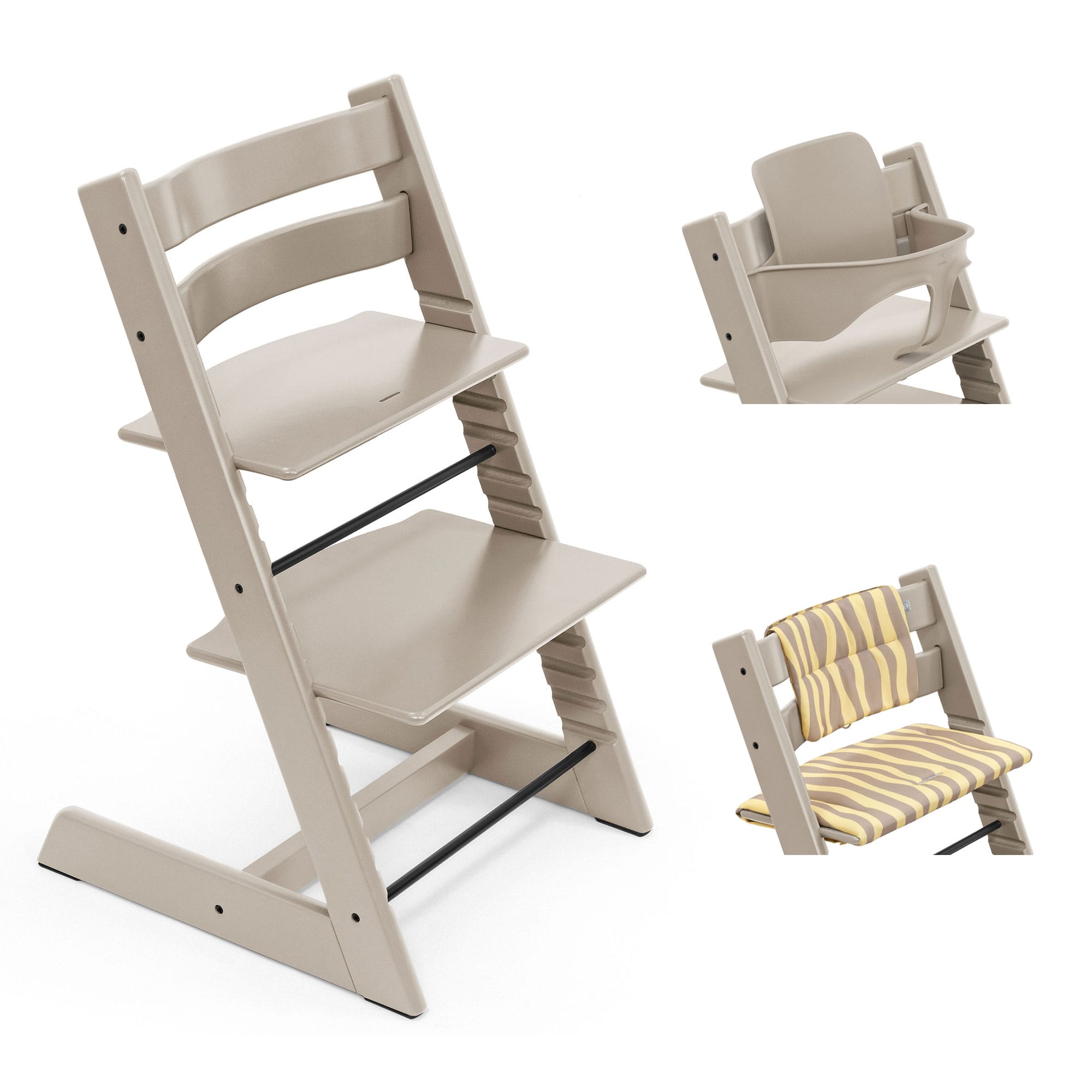 Stokke Tripp Trapp Highchair with Cushion & Baby Set in Cashmere Grey Baby Highchairs 100147-CUS-BBY-5 7040351001472
