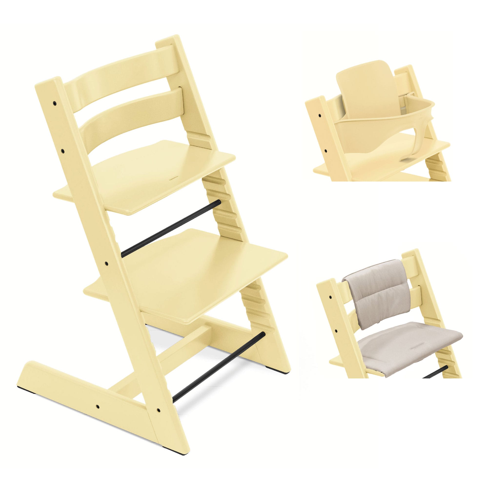 Stokke Tripp Trapp Highchair with Cushion & Baby Set in Lemon Yellow Baby Highchairs 100148-CUS-BBY-2 7040351001489