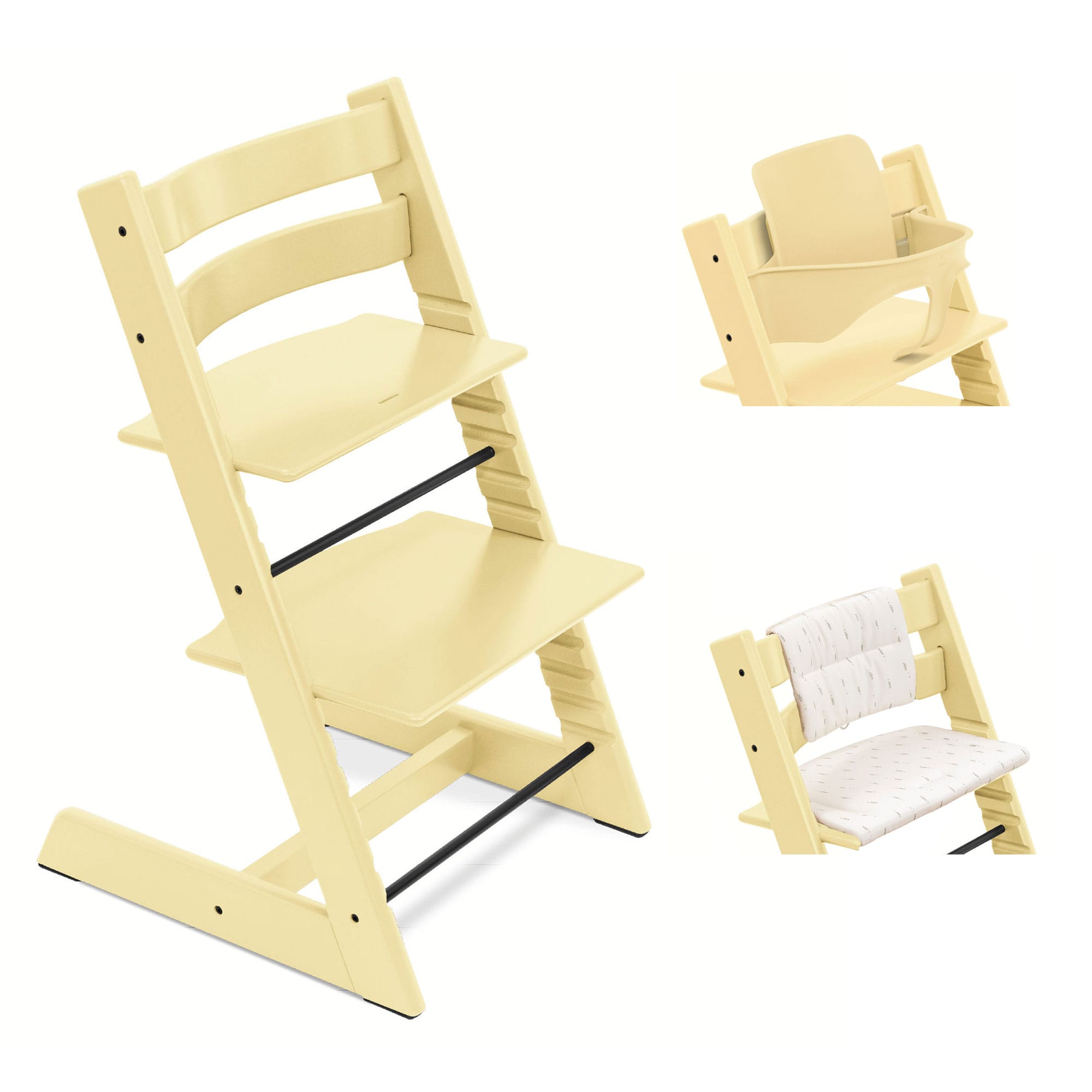 Stokke Tripp Trapp Highchair with Cushion & Baby Set in Lemon Yellow Baby Highchairs 100148-CUS-BBY-3 7040351001489