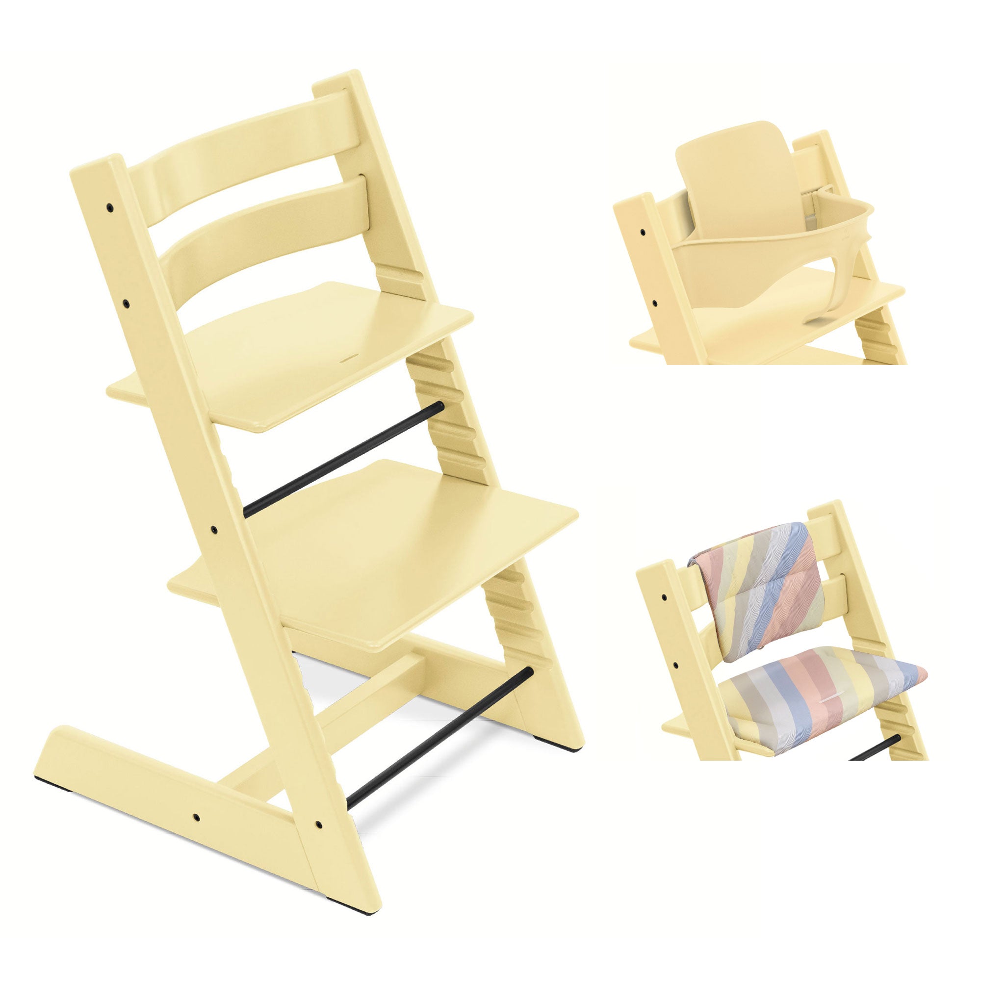Stokke Tripp Trapp Highchair with Cushion & Baby Set in Lemon Yellow Baby Highchairs 100148-CUS-BBY-4 7040351001489