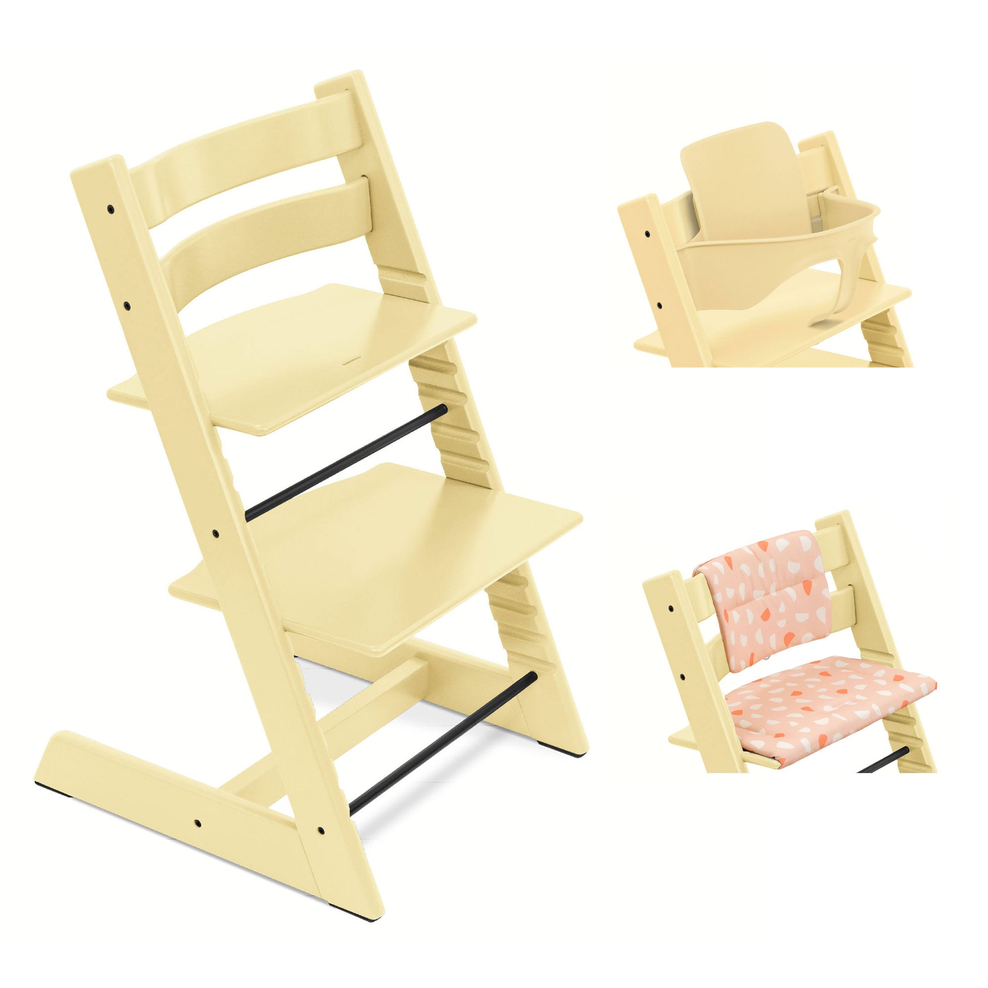 Stokke Tripp Trapp Highchair with Cushion & Baby Set in Lemon Yellow Baby Highchairs 100148-CUS-BBY-5 7040351001489