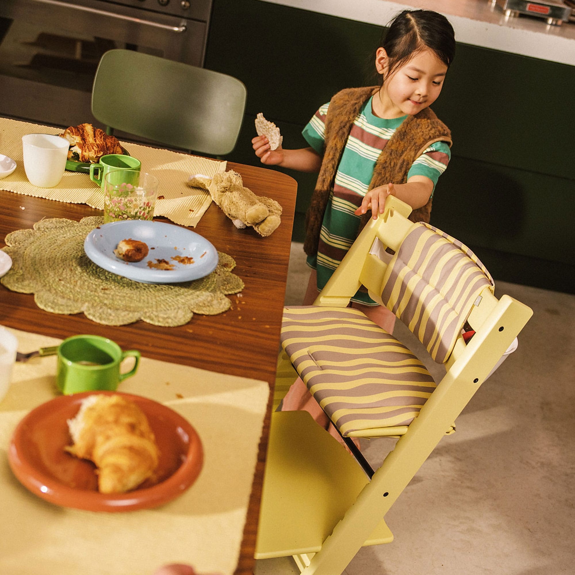 Stokke Tripp Trapp Highchair with Cushion & Baby Set in Lemon Yellow Baby Highchairs