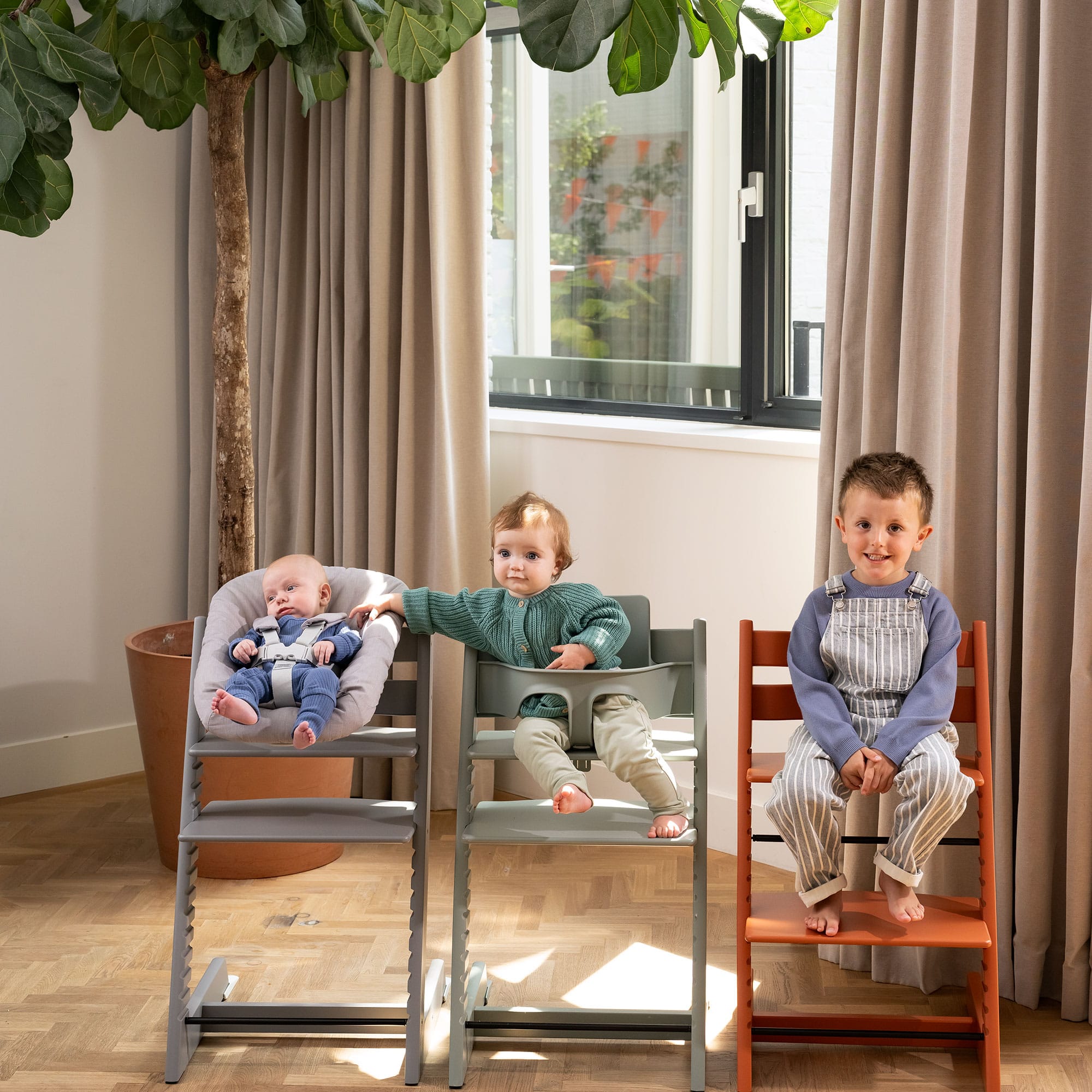 Stokke Tripp Trapp Highchair with Cushion & Baby Set in Storm Grey Baby Highchairs