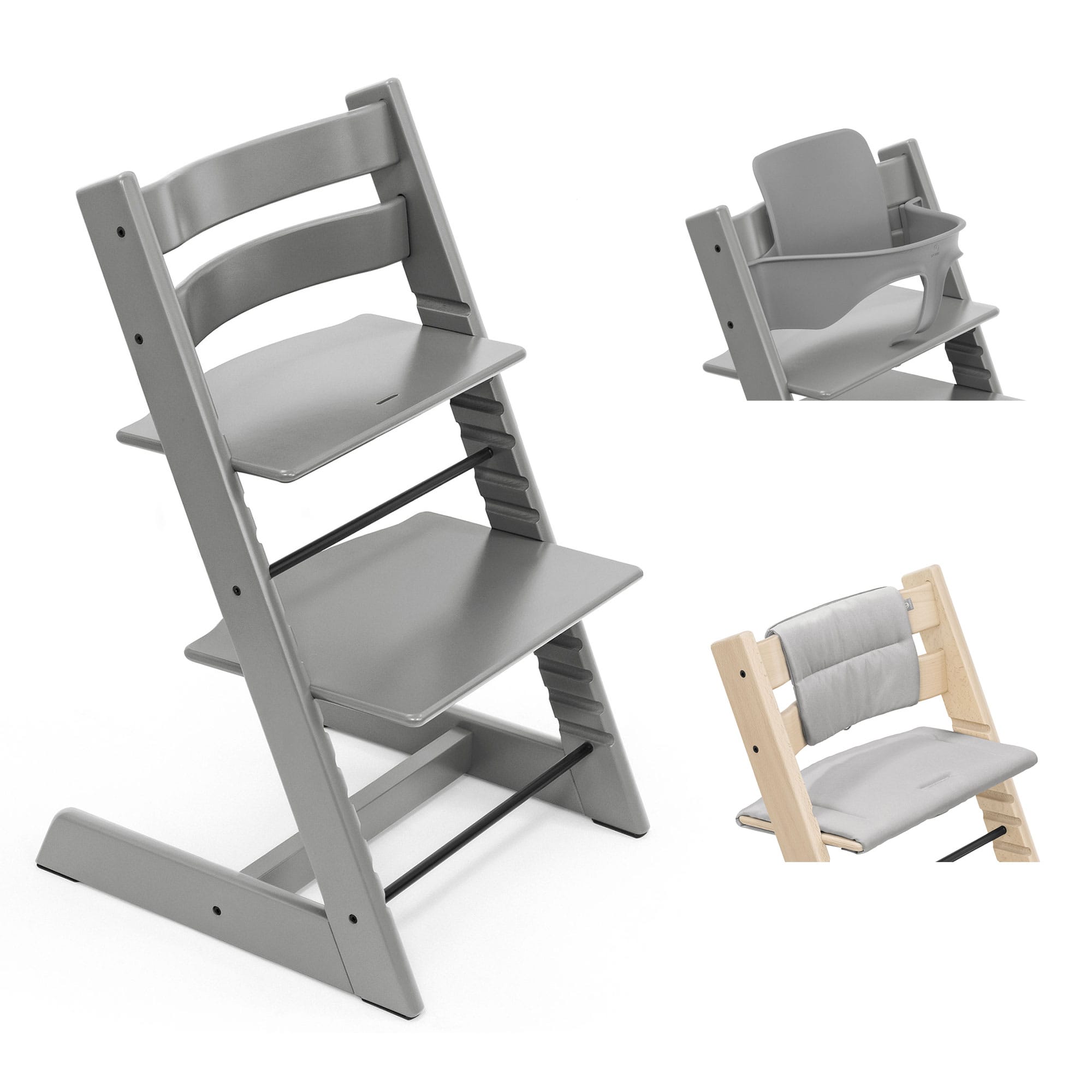 Stokke Tripp Trapp Highchair with Cushion & Baby Set in Storm Grey Baby Highchairs 21210-CHR-CUS-BBY-SG-5 7040351001250