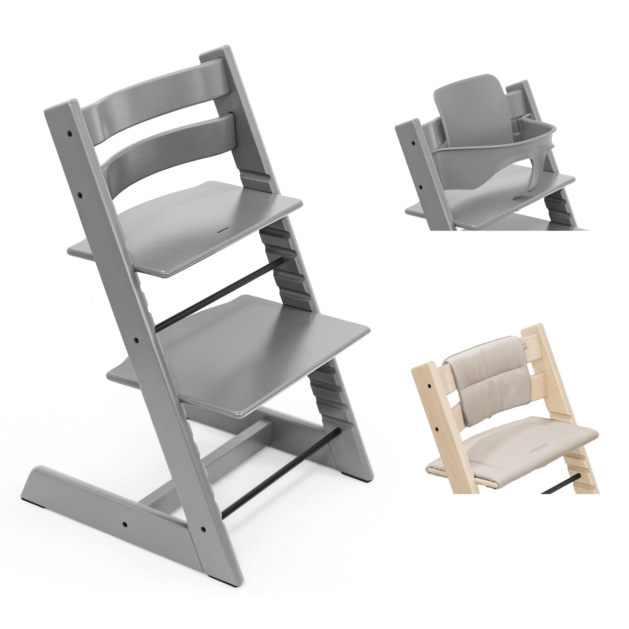 Stokke Tripp Trapp Highchair with Cushion & Baby Set in Storm Grey Baby Highchairs 21210-CHR-CUS-BBY-SG-6 7040351001250