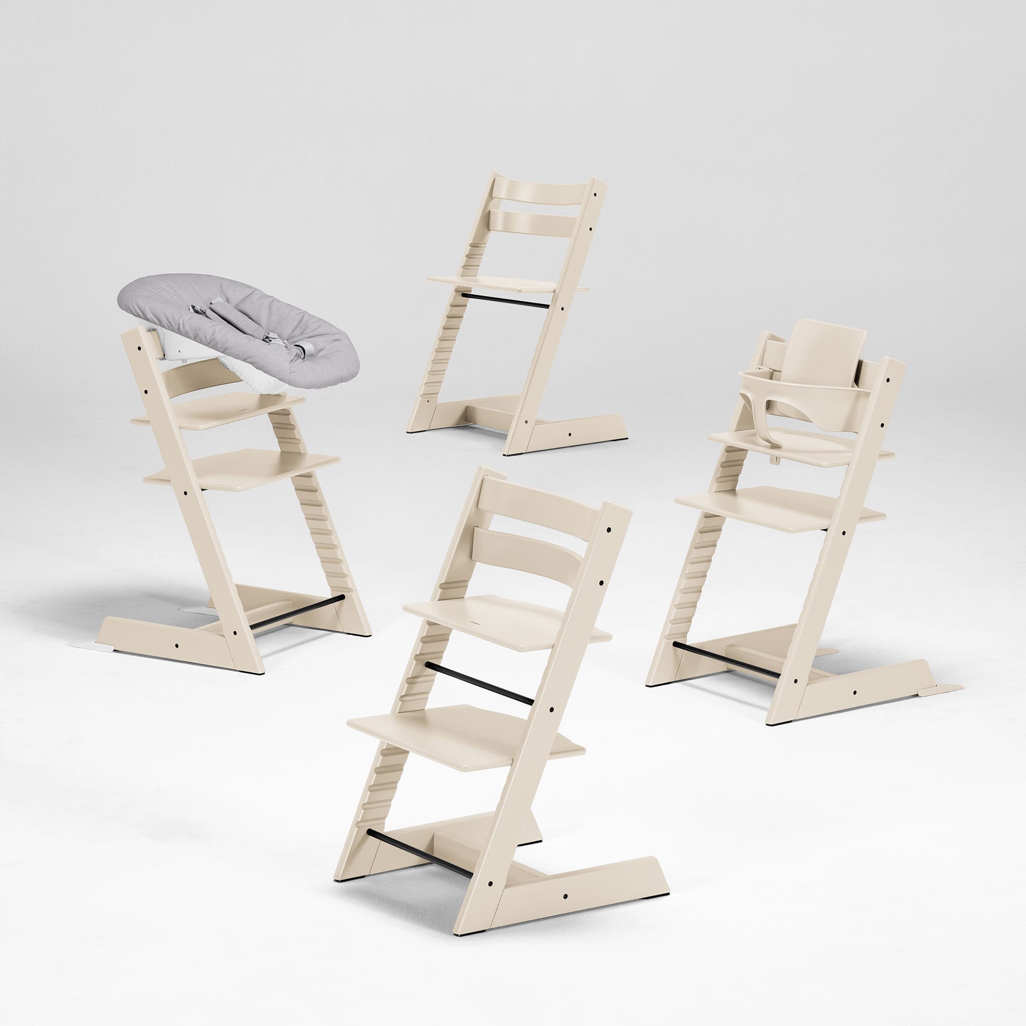 Stokke Tripp Trapp Highchair with Cushion & Baby Set in Vanilla White Baby Highchairs