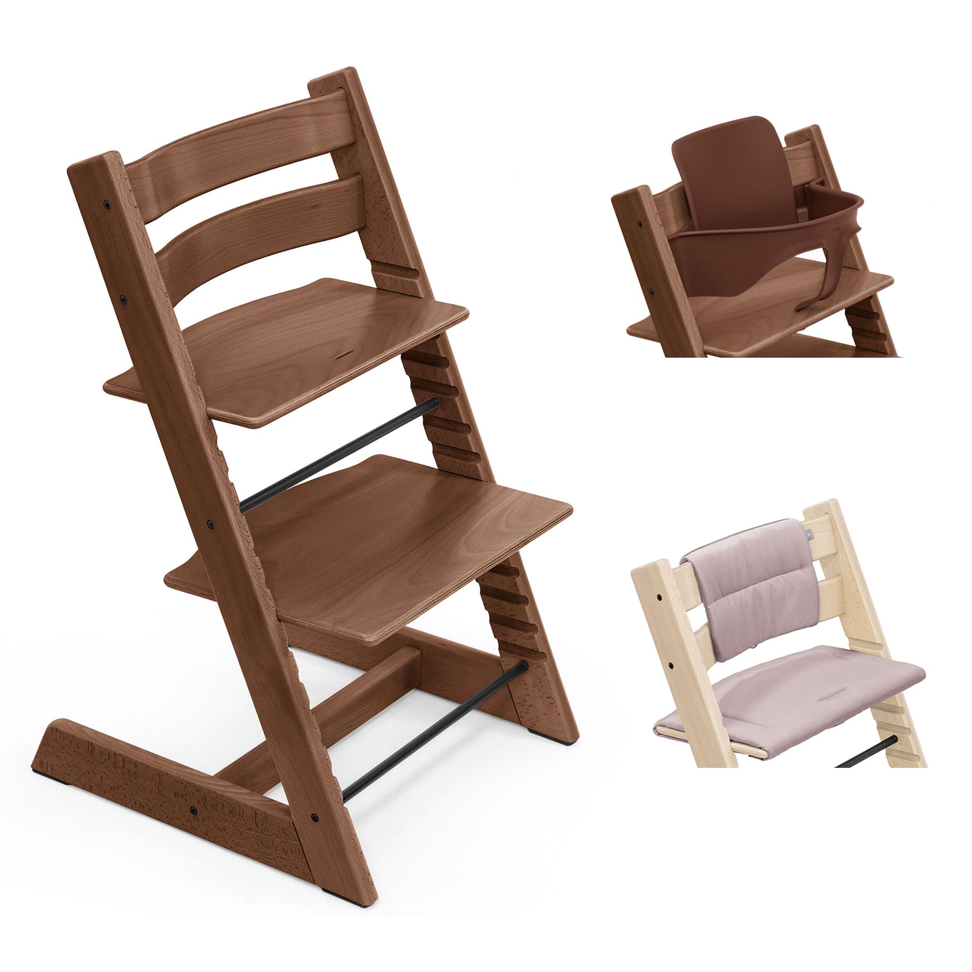 Stokke Tripp Trapp Highchair with Cushion & Baby Set in Warm Brown Baby Highchairs 21186-CHR-CUS-BBY-WB-2 7040351001434