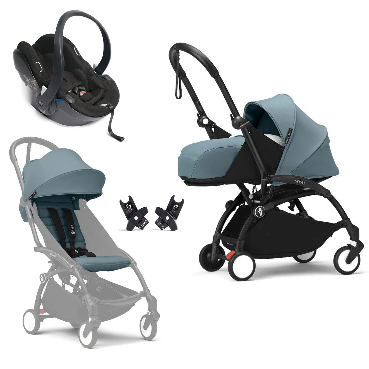 Stokke® YOYO³ Complete Travel System - Black/Aqua Travel Systems 16500-AYN-AQU 7040356474080