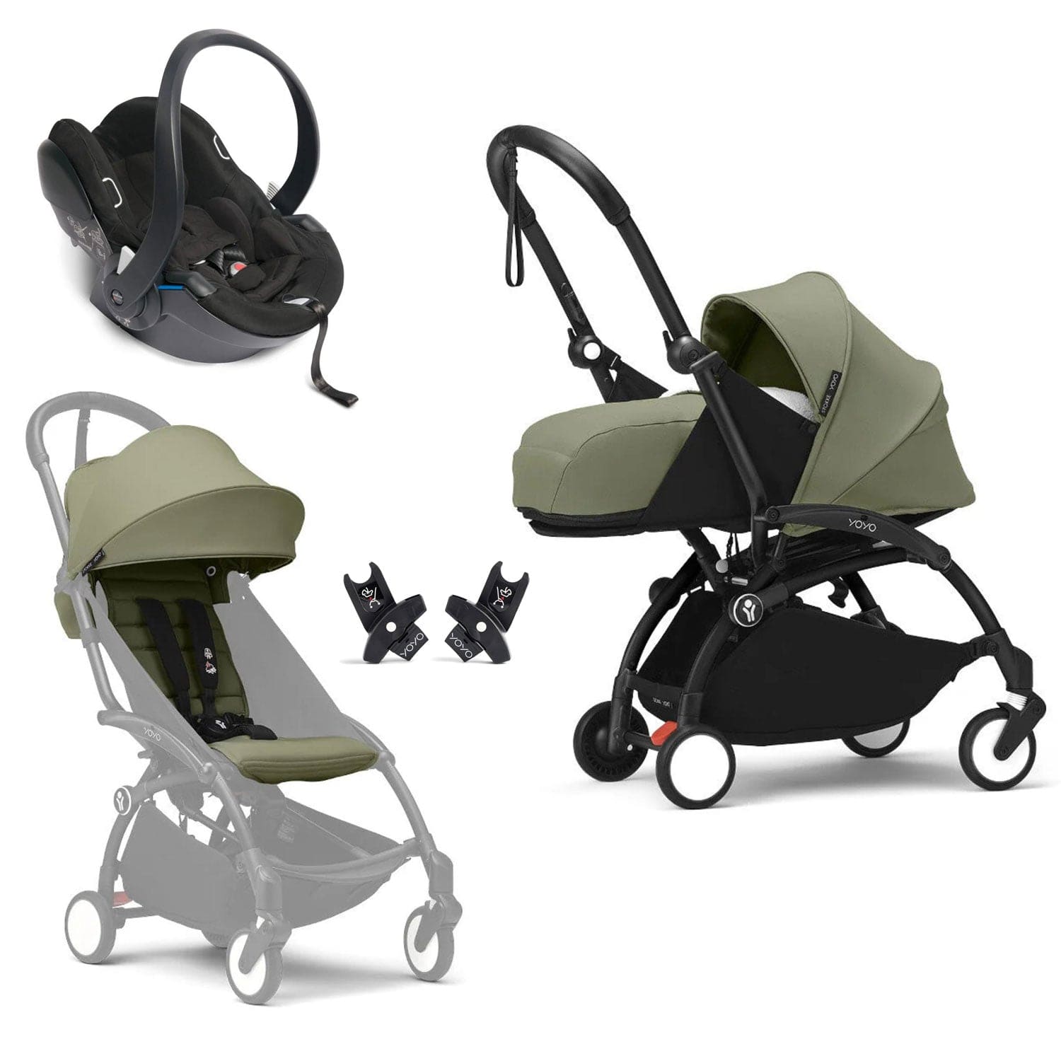Stokke® YOYO³ Complete Travel System - Black/Olive Travel Systems 16502-AYN-OLI 7040356474110