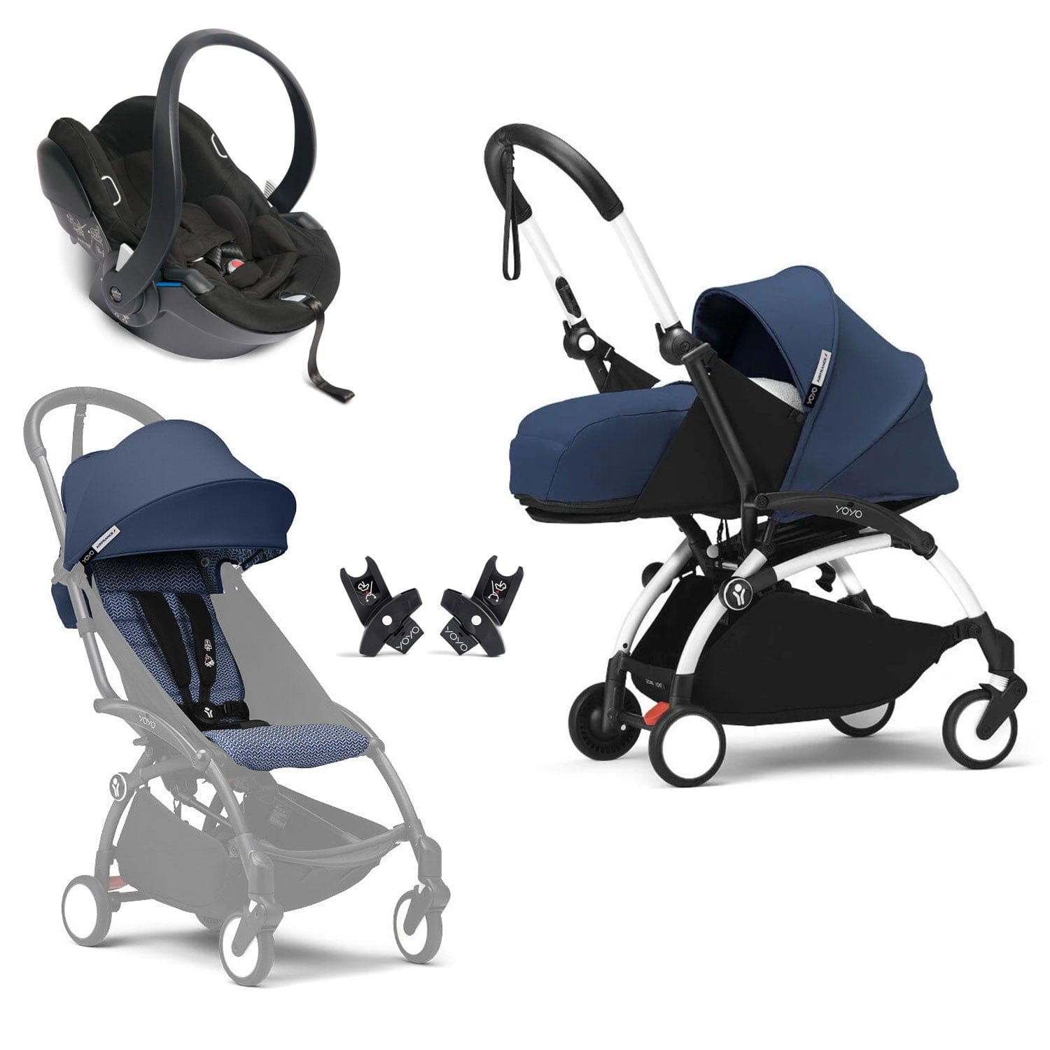 Stokke® YOYO³ Complete Travel System - White/Air France Blue Travel Systems 16512-AYN-AFB 7040356474097