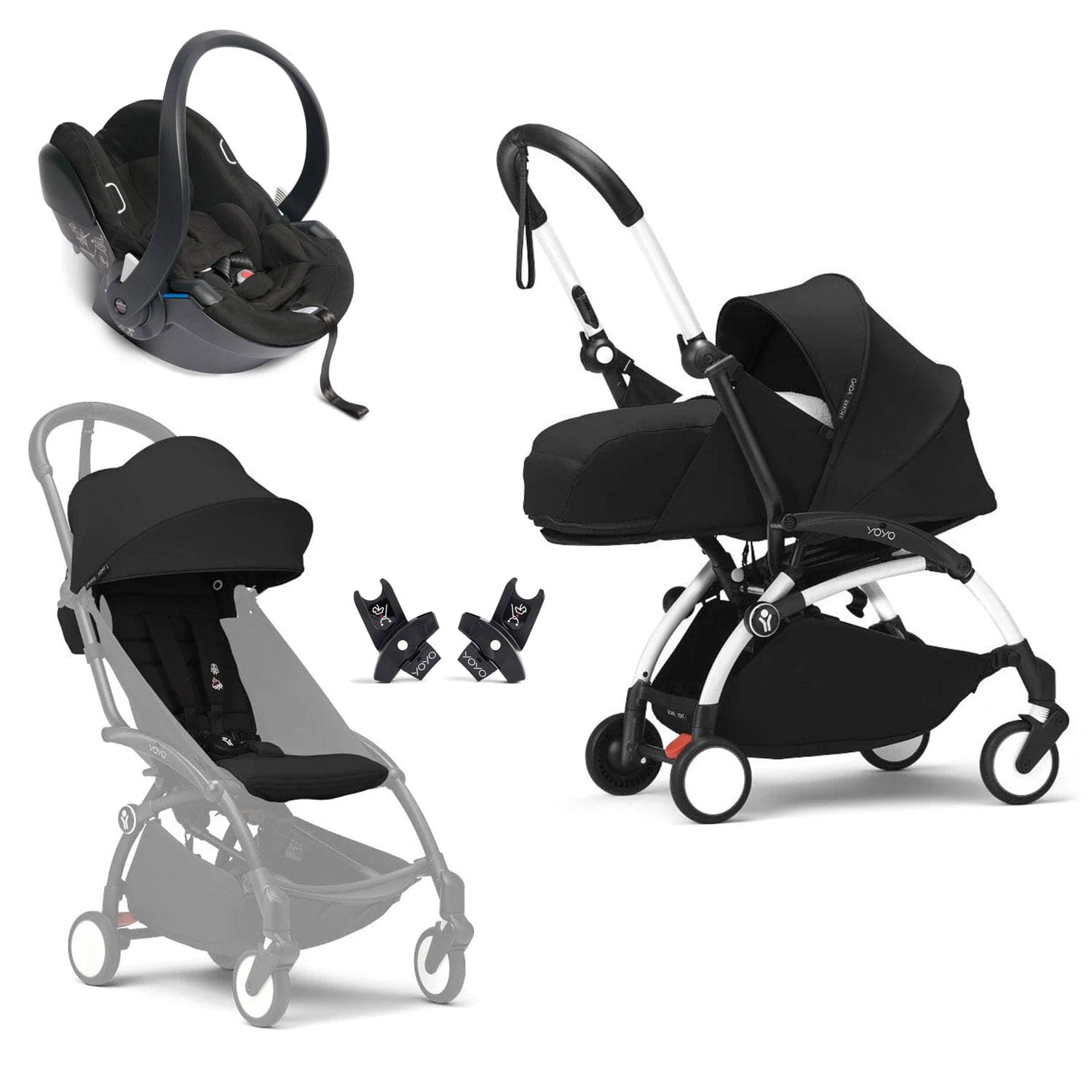 Stokke® YOYO³ Complete Travel System - White/Black Travel Systems 16505-AYN-BLA 7040356474035