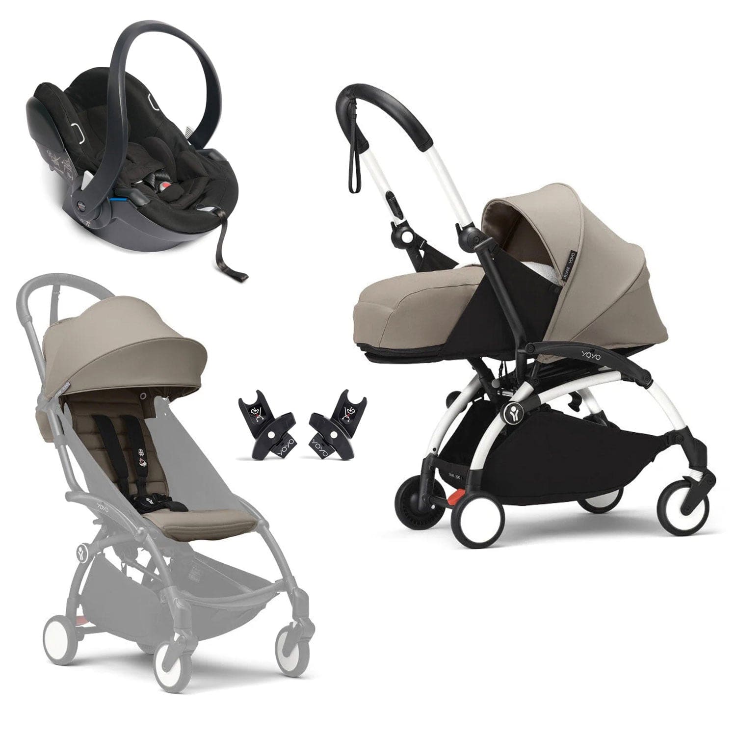 Stokke® YOYO³ Complete Travel System - White/Taupe Travel Systems 16506-AYN-TAU 7040356474042