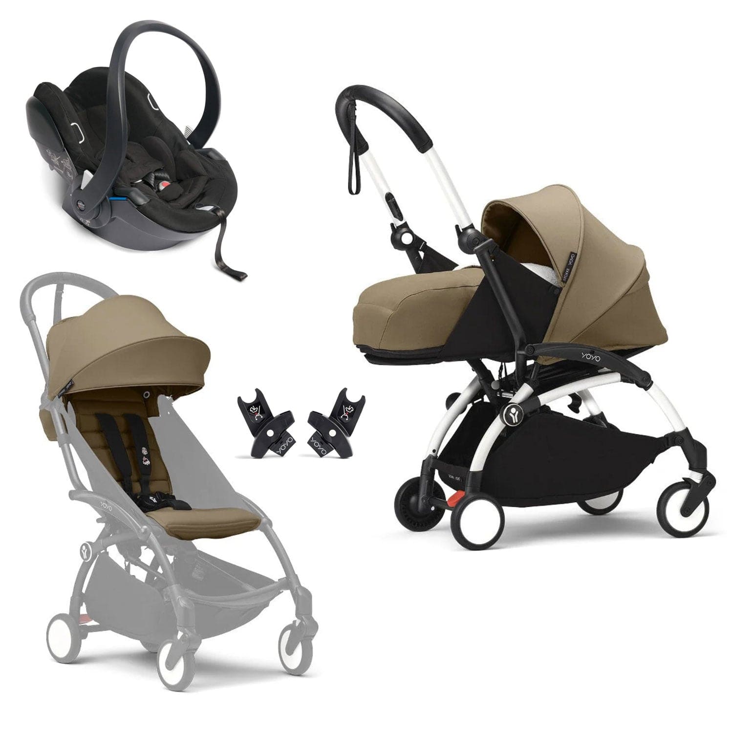 Stokke® YOYO³ Complete Travel System - White/Toffee Travel Systems 16508-AYN-TOF 7040356474073