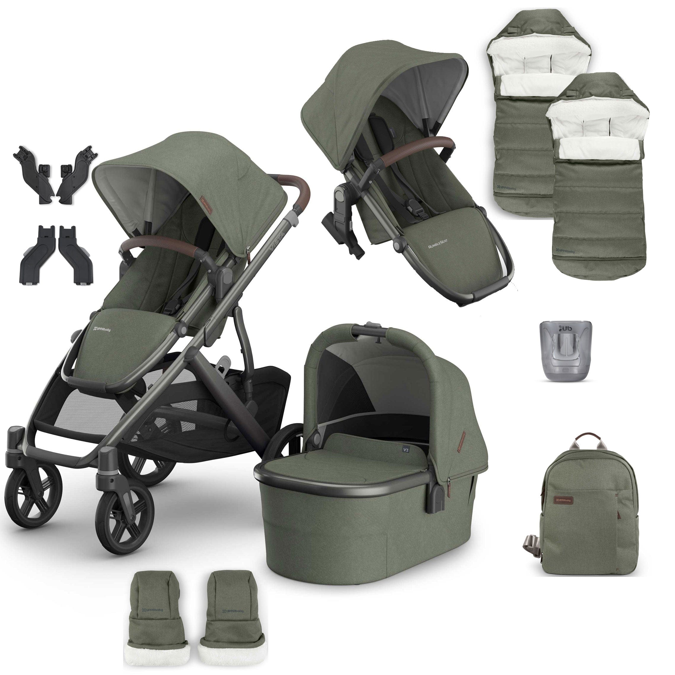 Uppababy Vista V3 Duo Complete Bundle in Evelyn Double & Twin Prams VIS-DUO-COM-EVE 810177712282