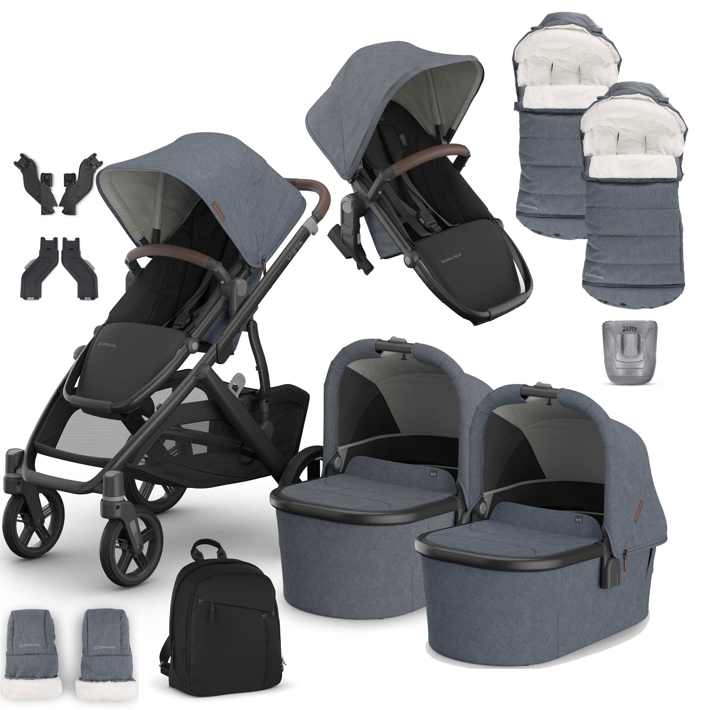 Uppababy Vista V3 Twin Complete Bundle in Julian Double & Twin Prams VIS-TWI-COM-JUL 810177712299