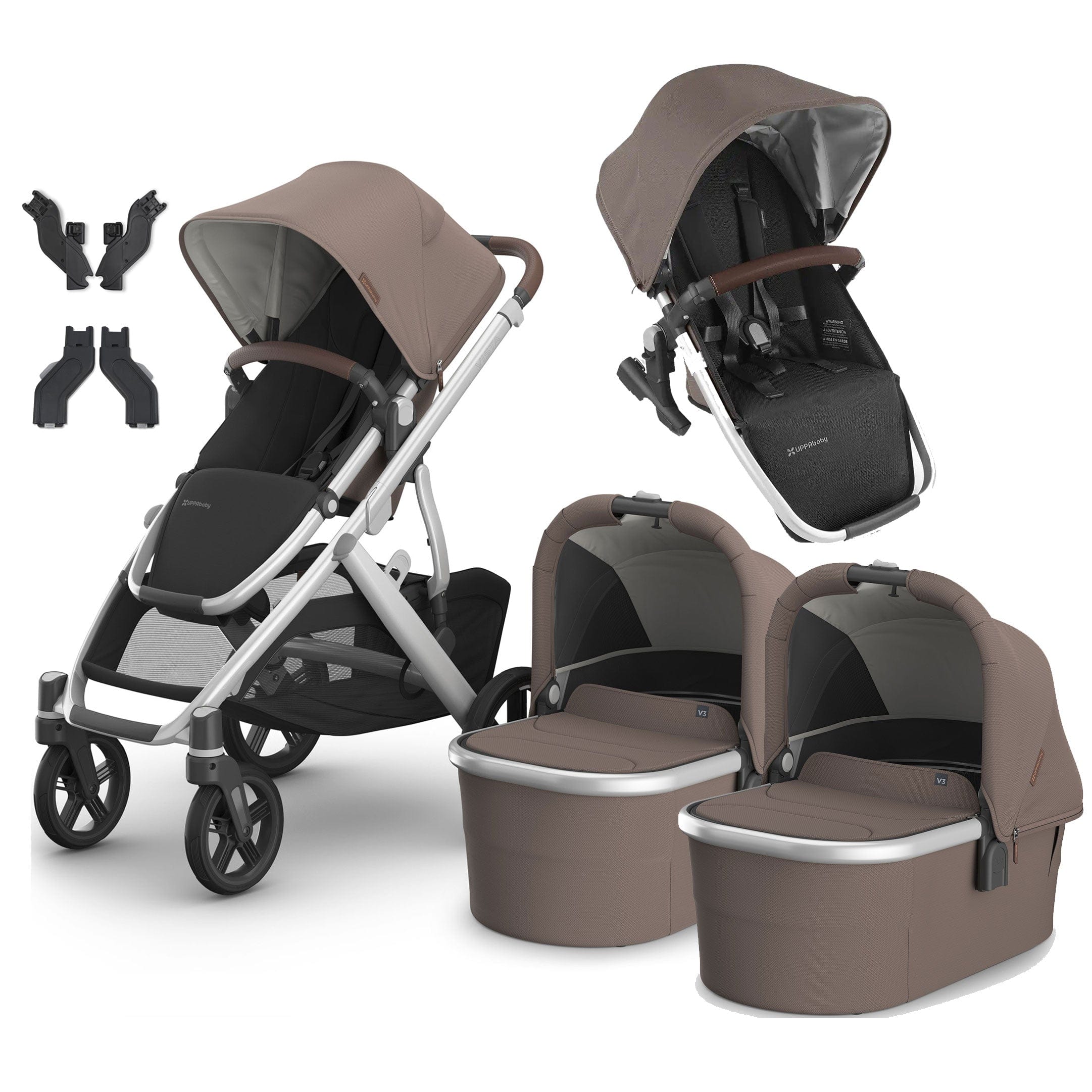 Uppababy Vista V3 Twin Pram in Theo Double & Twin Prams VIS-TWIN-THEO 0810142394277