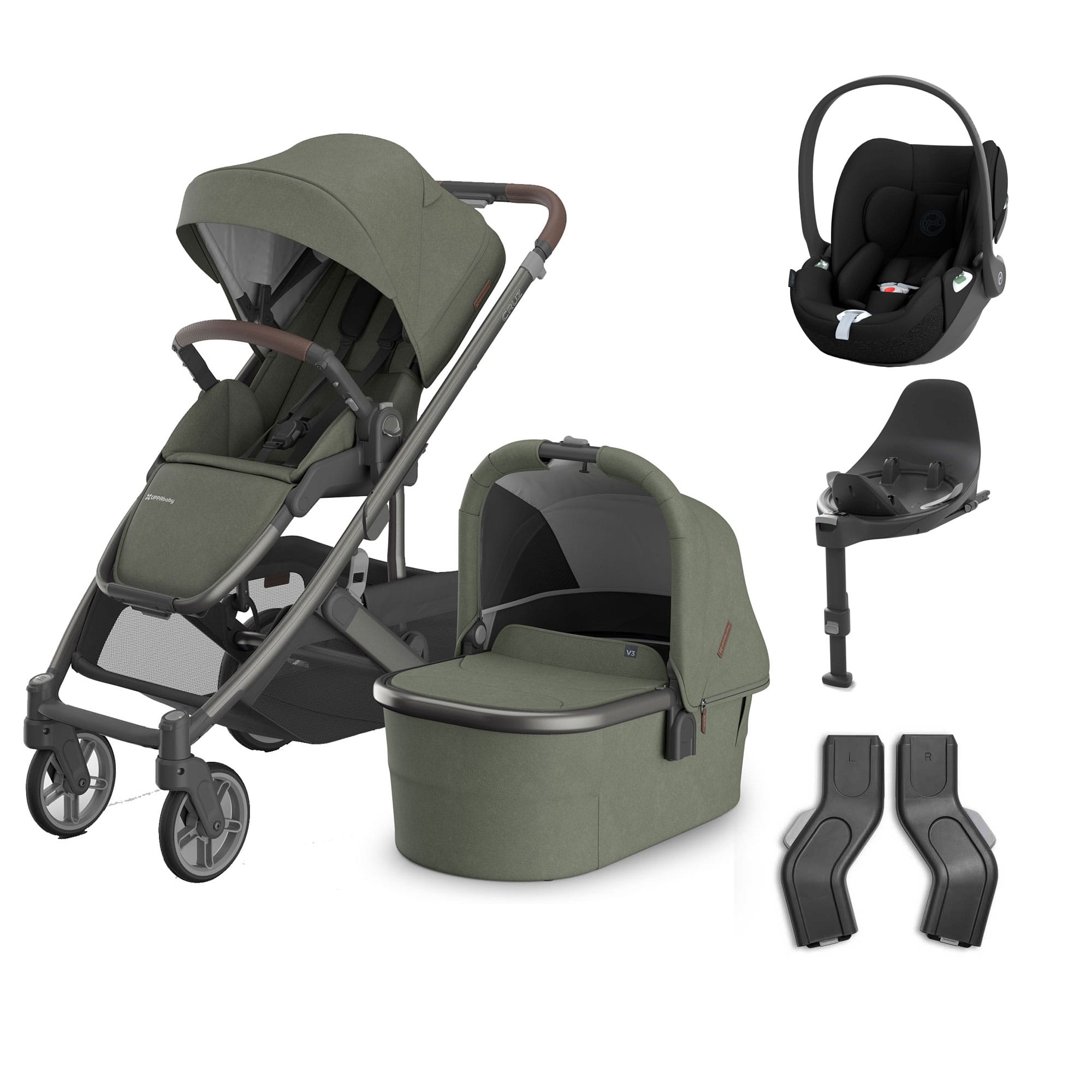 UPPAbaby Cruz V3 Complete Cybex Travel System in Evelyn Travel Systems 20604-CMP-TVS-EVE-2 810177712497